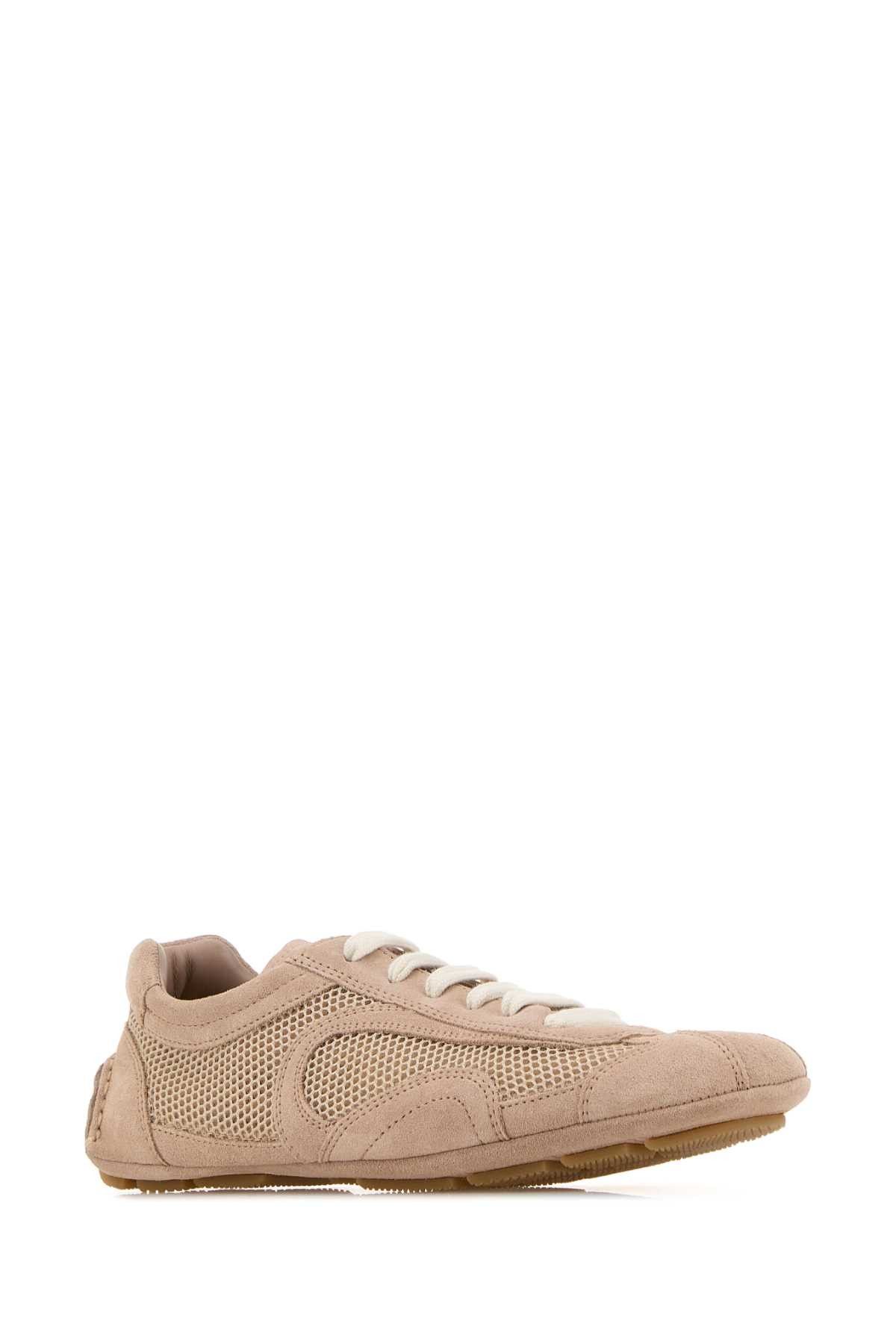Powder Pink Suede And Mesh Montecarlo Sneakers
