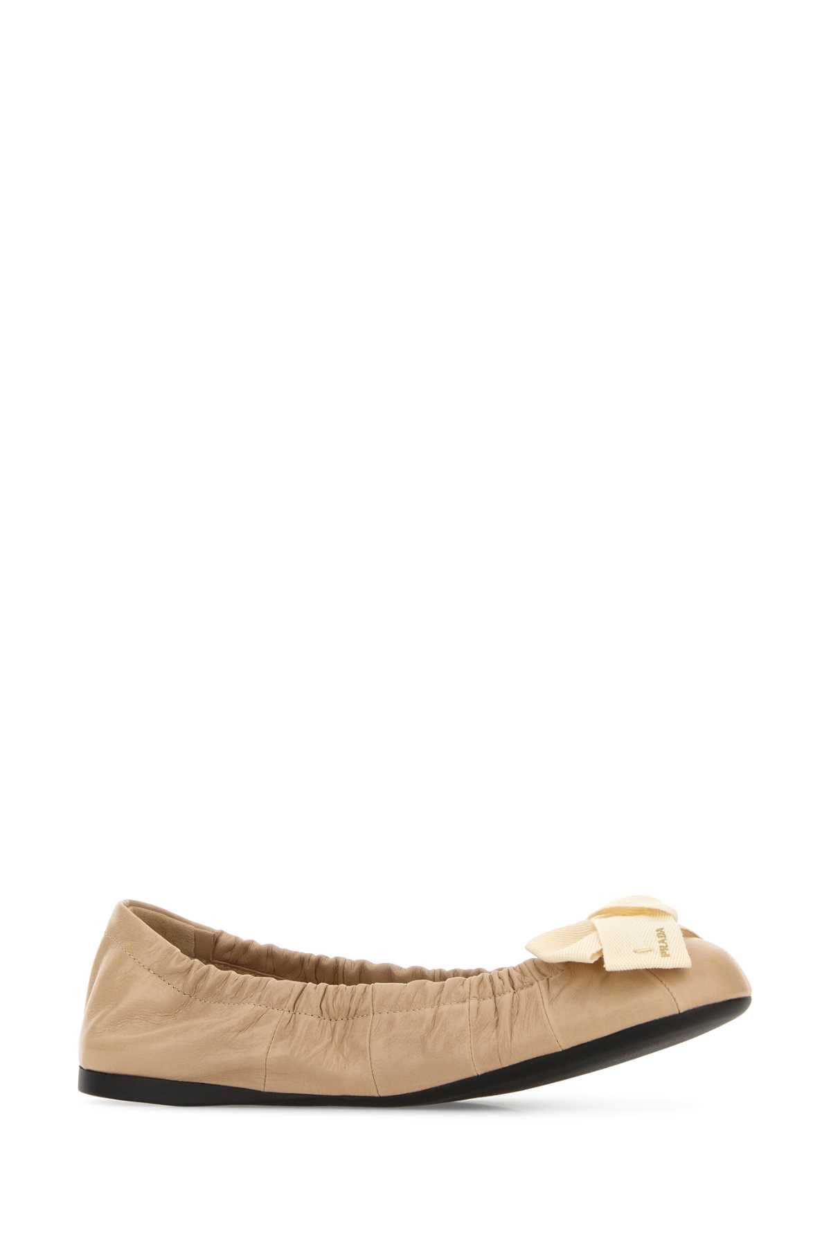 Prada Beige Leather Ballerinas Size US 6 / IT 36 - 2 Thumbnail