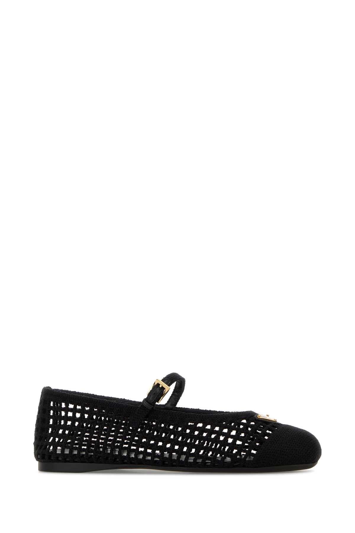 Prada Black Crochet Ballerinas Size US 9 / IT 39 - 2 Thumbnail