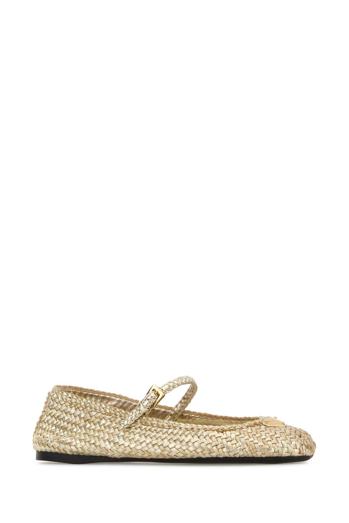 Prada Gold Leather Ballerinas Size US 6 / IT 36 - 2 Thumbnail