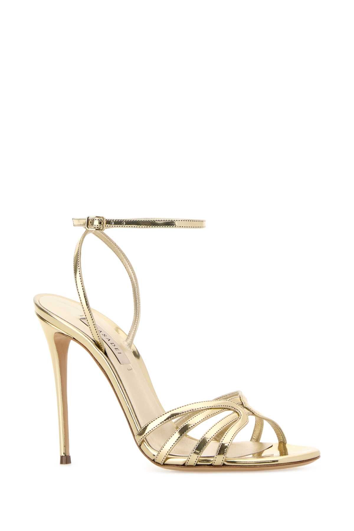 Casadei Gold Leather Interstellar Sandals Size US 7 / IT 37 - 2 Thumbnail