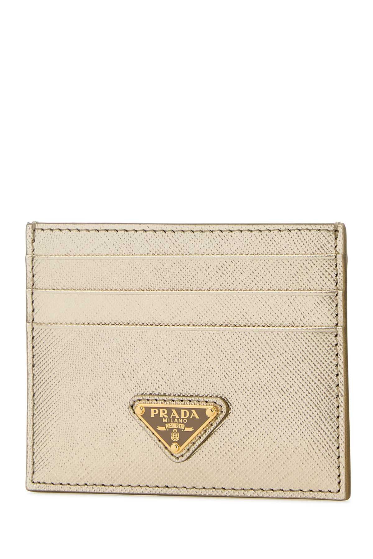 Prada Gold Leather Card Holder Size ONE SIZE - 2 Thumbnail