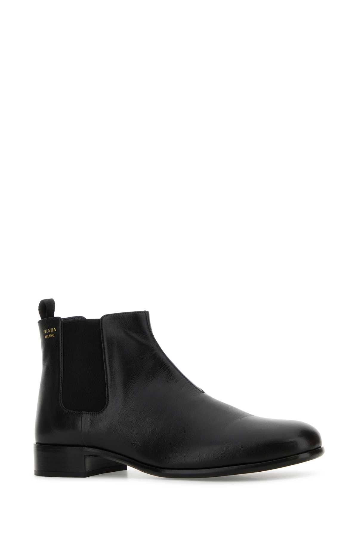Prada Black Leather Ankle Boots Size US 7.5 / IT 37.5 - 2 Thumbnail