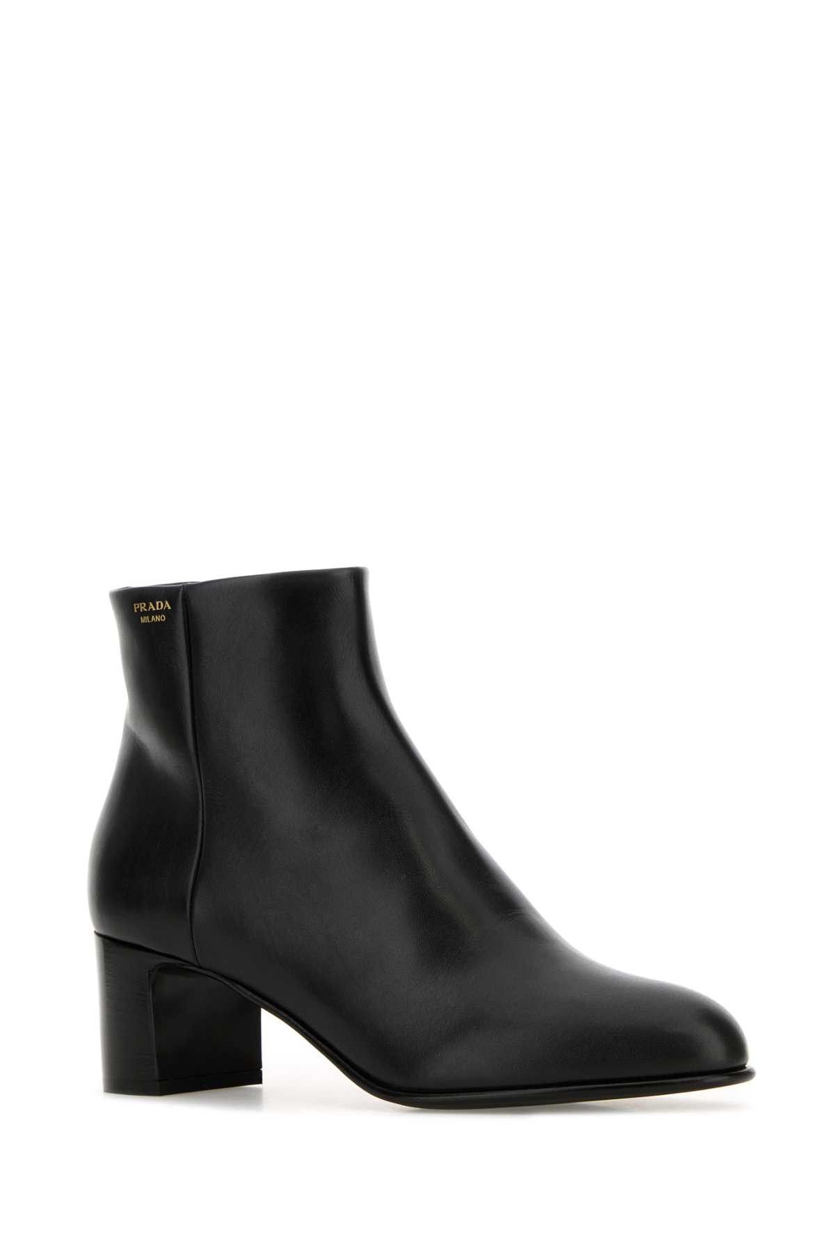 Prada Black Leather Ankle Boots Size US 6.5 / IT 36.5 - 2 Thumbnail