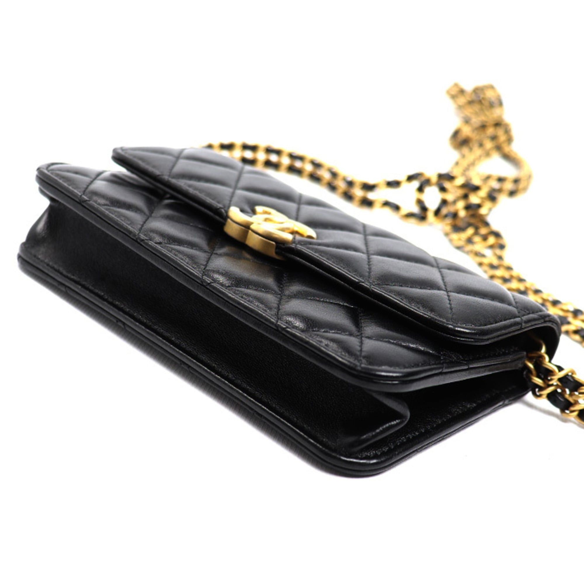 Chanel CHANEL Matelasse Flap Phone Holder Shoulder Bag, Black, AP3106, Women's Size ONE SIZE - 3 Thumbnail
