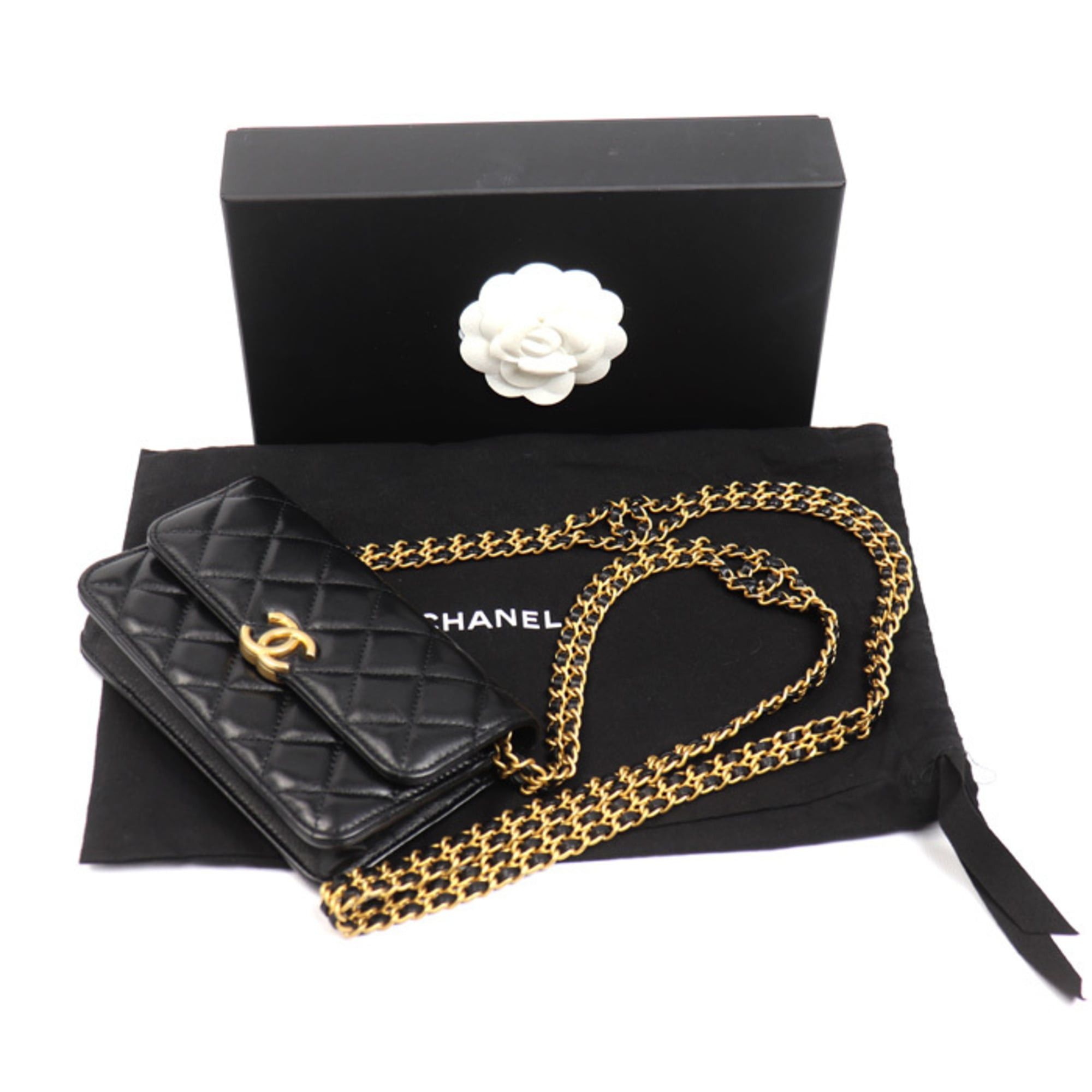 Chanel CHANEL Matelasse Flap Phone Holder Shoulder Bag, Black, AP3106, Women's Size ONE SIZE - 8 Thumbnail