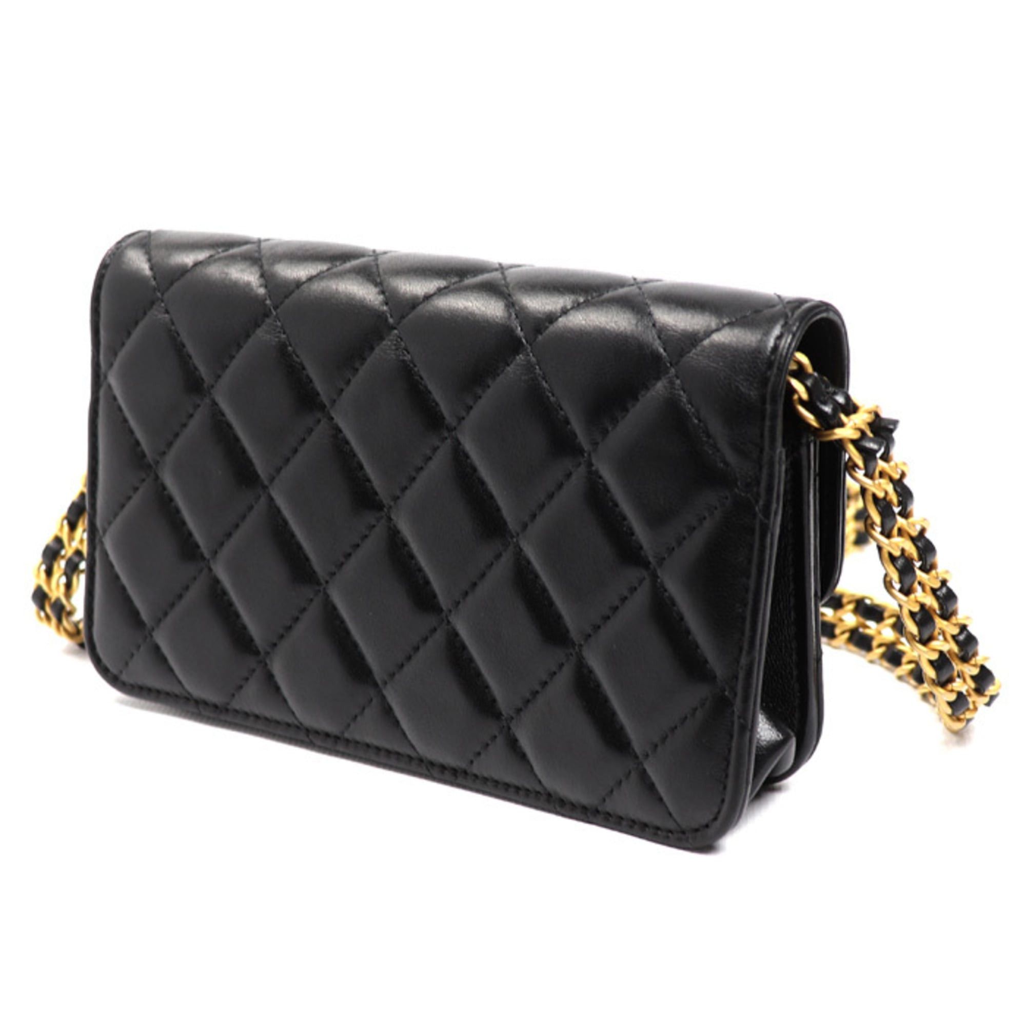 Chanel CHANEL Matelasse Flap Phone Holder Shoulder Bag, Black, AP3106, Women's Size ONE SIZE - 2 Thumbnail