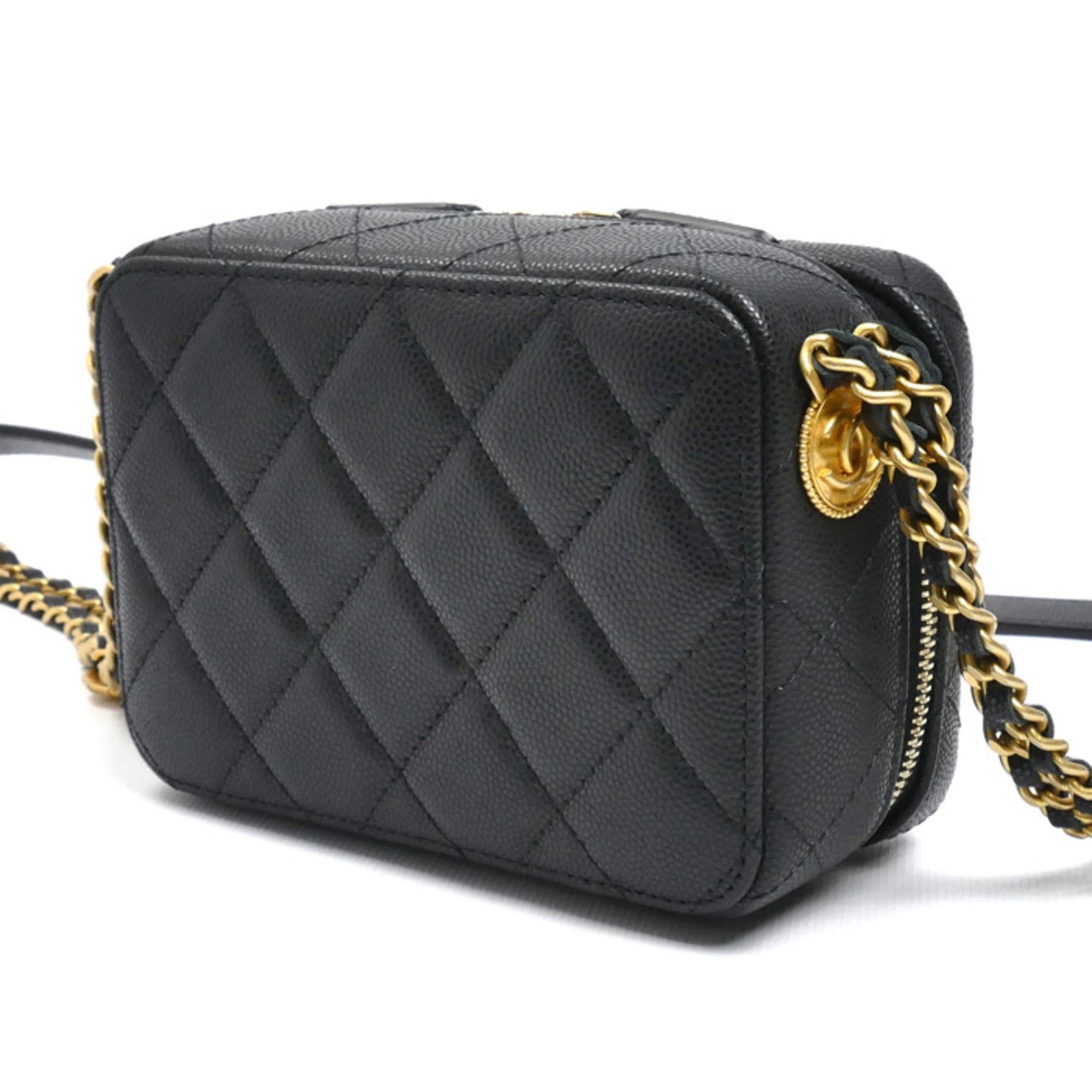 Chanel CHANEL Mini Camera Bag with Chain Shoulder Bag, Black, Caviar Skin, AP2858, Women's Size ONE SIZE - 2 Thumbnail