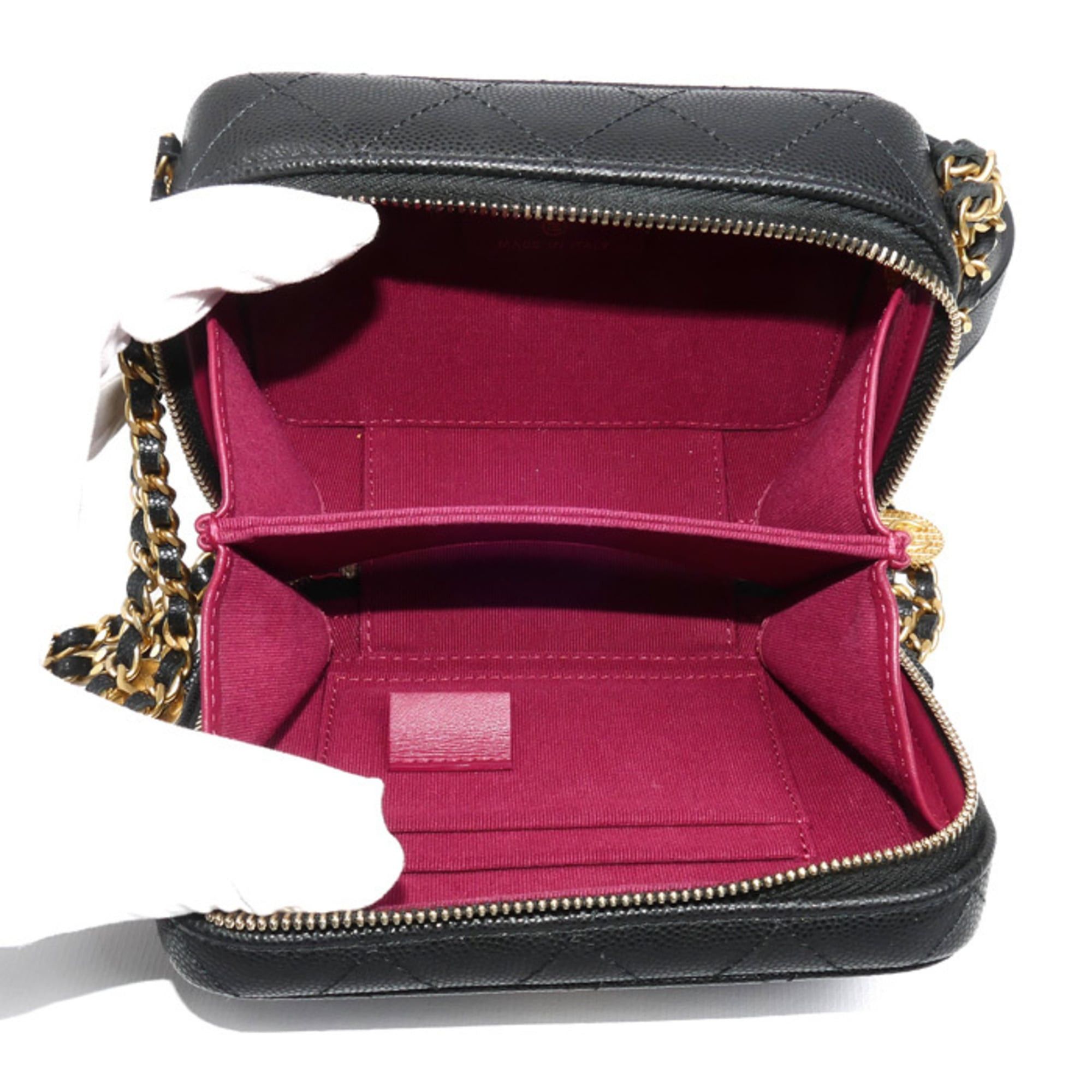 Chanel CHANEL Mini Camera Bag with Chain Shoulder Bag, Black, Caviar Skin, AP2858, Women's Size ONE SIZE - 4 Thumbnail
