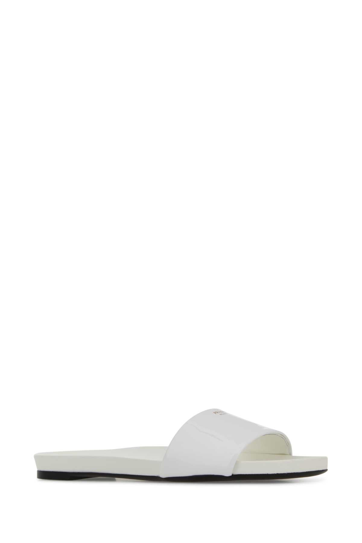 Prada White Leather Slippers Size US 9 / IT 39 - 2 Thumbnail