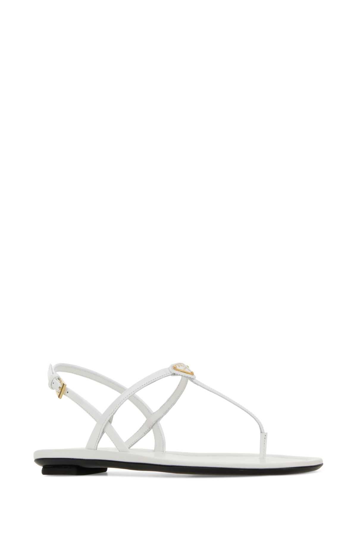 Prada White Leather Thong Sandals Size US 5 / IT 35 - 2 Thumbnail