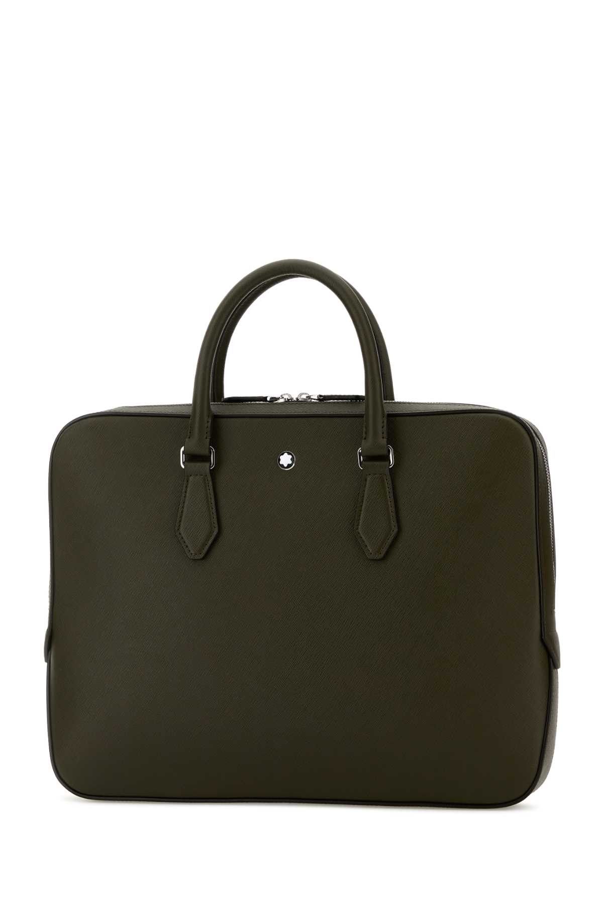Montblanc Olive Green Leather Sartorial Briefcase Size ONE SIZE - 2 Thumbnail