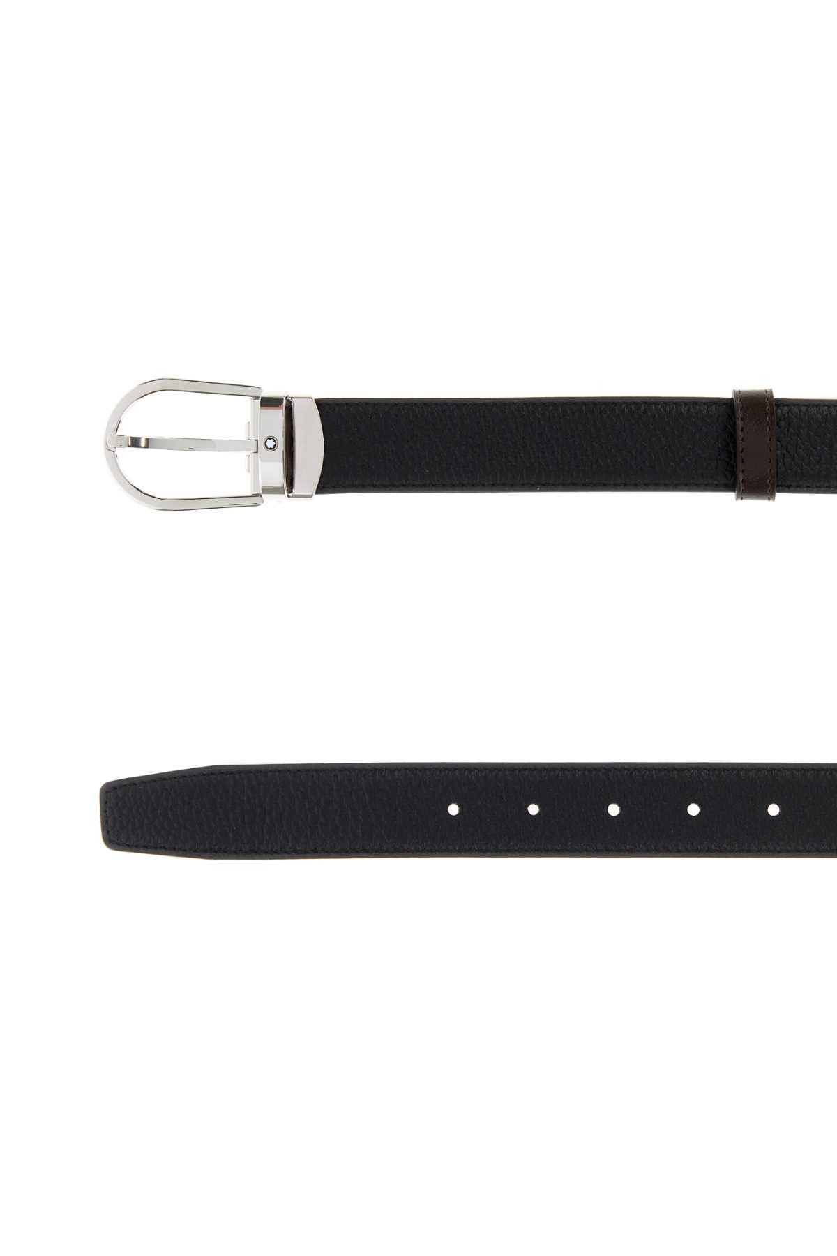 Montblanc Black Leather Reversible Belt Size ONE SIZE - 2 Thumbnail