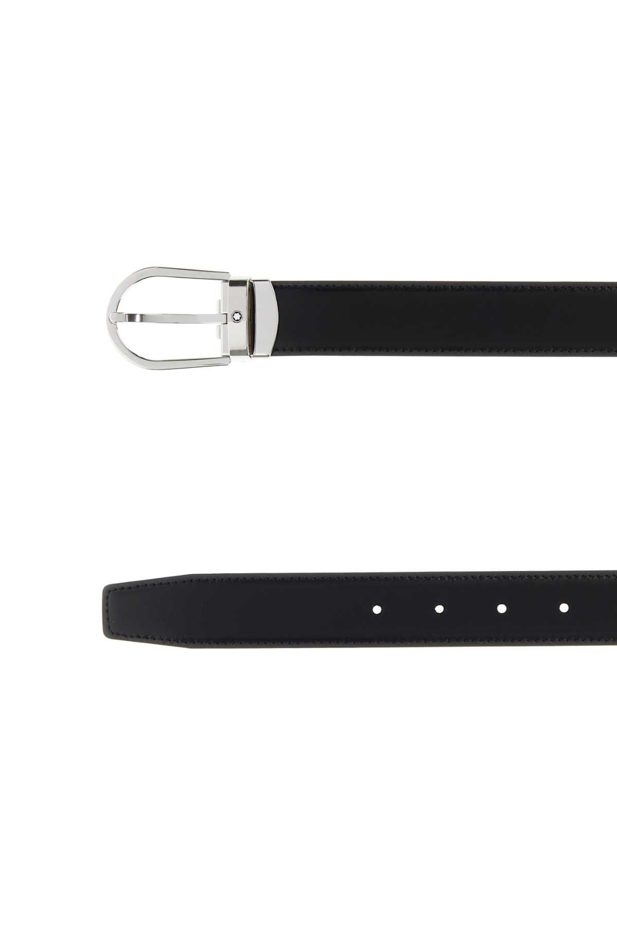 Montblanc Black Leather Reversible Belt Size ONE SIZE - 2 Thumbnail