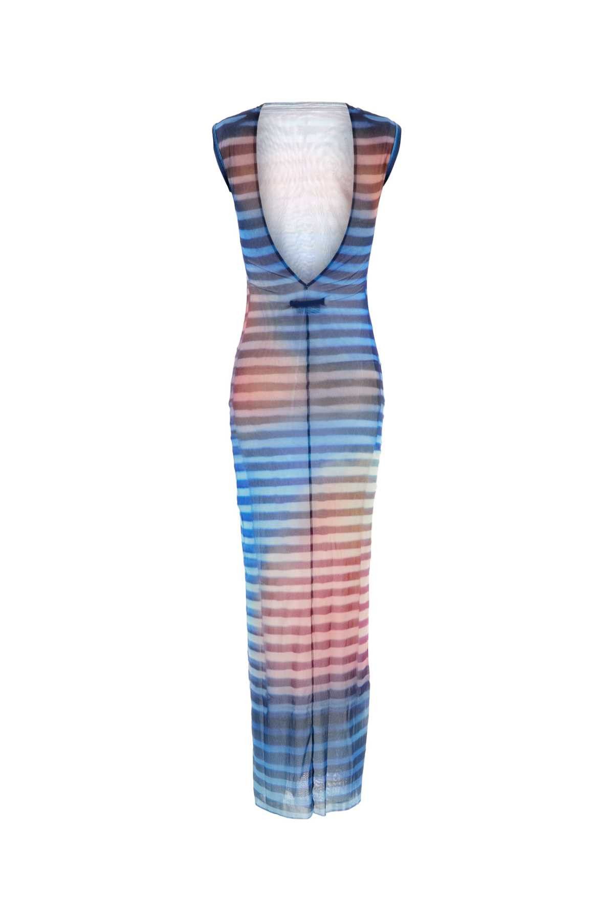 Jean Paul Gaultier Mesh High Neck Open Back Long Dress Printed Air Size XS / US 0-2 / IT 36-38 - 2 Thumbnail
