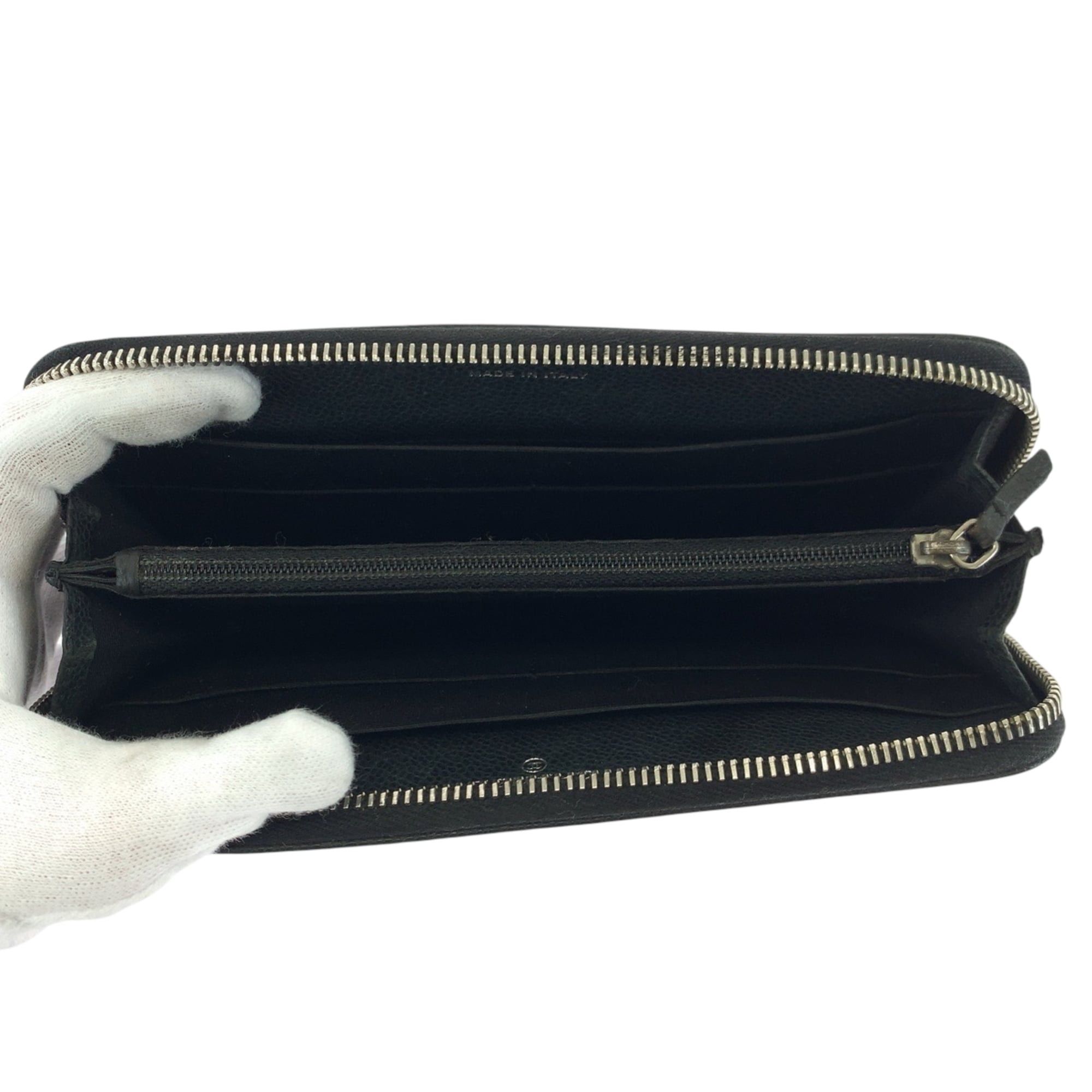 Chanel CHANEL Coco Mark Black Caviar Leather Long Wallet with Silver Hardware, Round Zipper, Women's Size ONE SIZE - 8 Thumbnail
