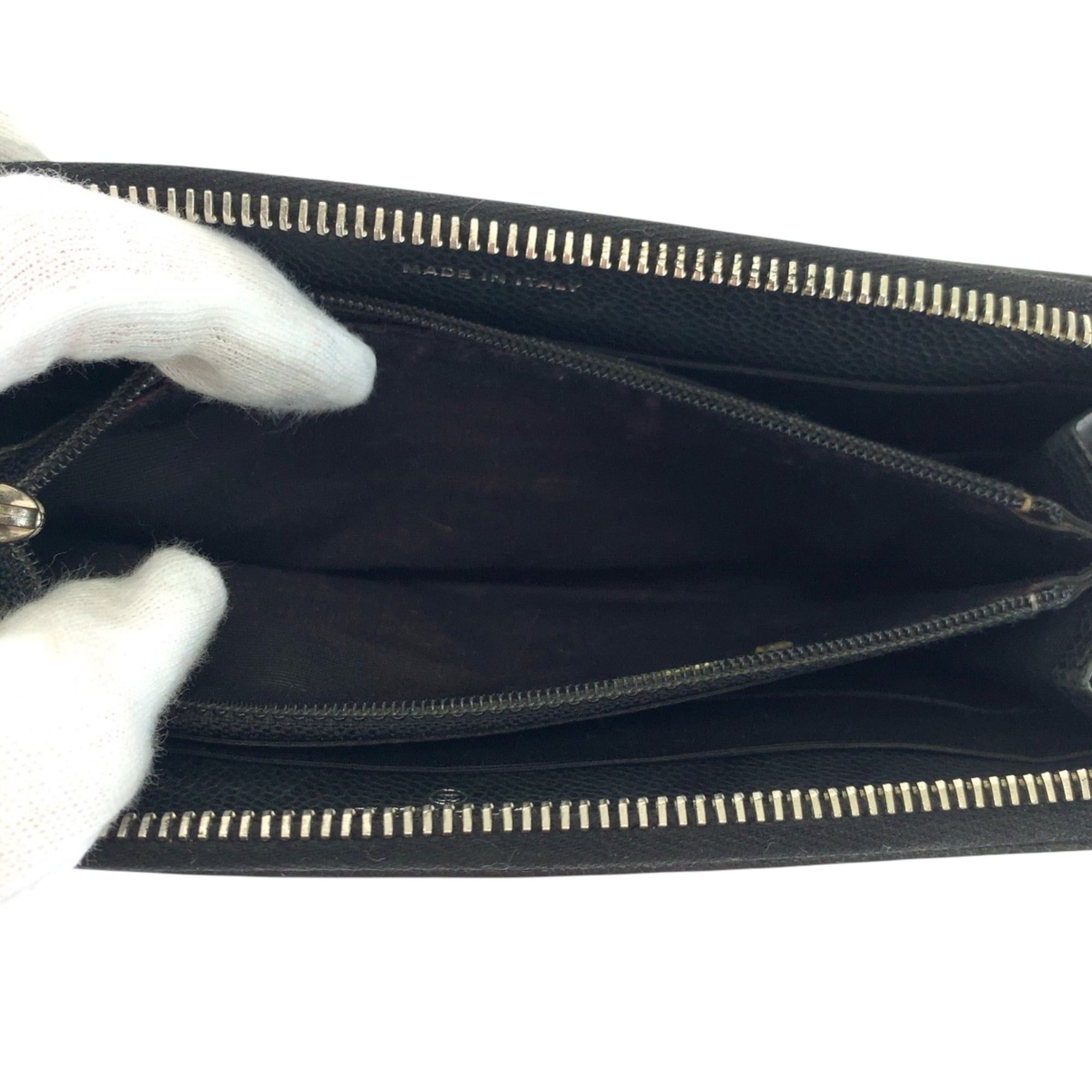 Chanel CHANEL Coco Mark Black Caviar Leather Long Wallet with Silver Hardware, Round Zipper, Women's Size ONE SIZE - 9 Thumbnail