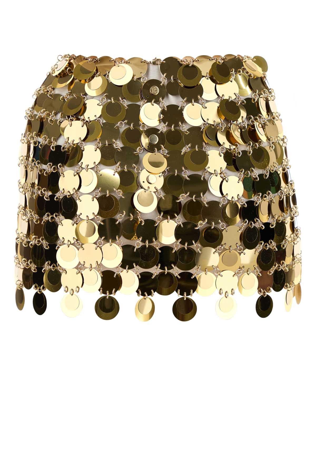 Paco Rabanne Gold Maxi Sequins Mini Skirt Size 24" / US 00 / IT 34 - 2 Thumbnail