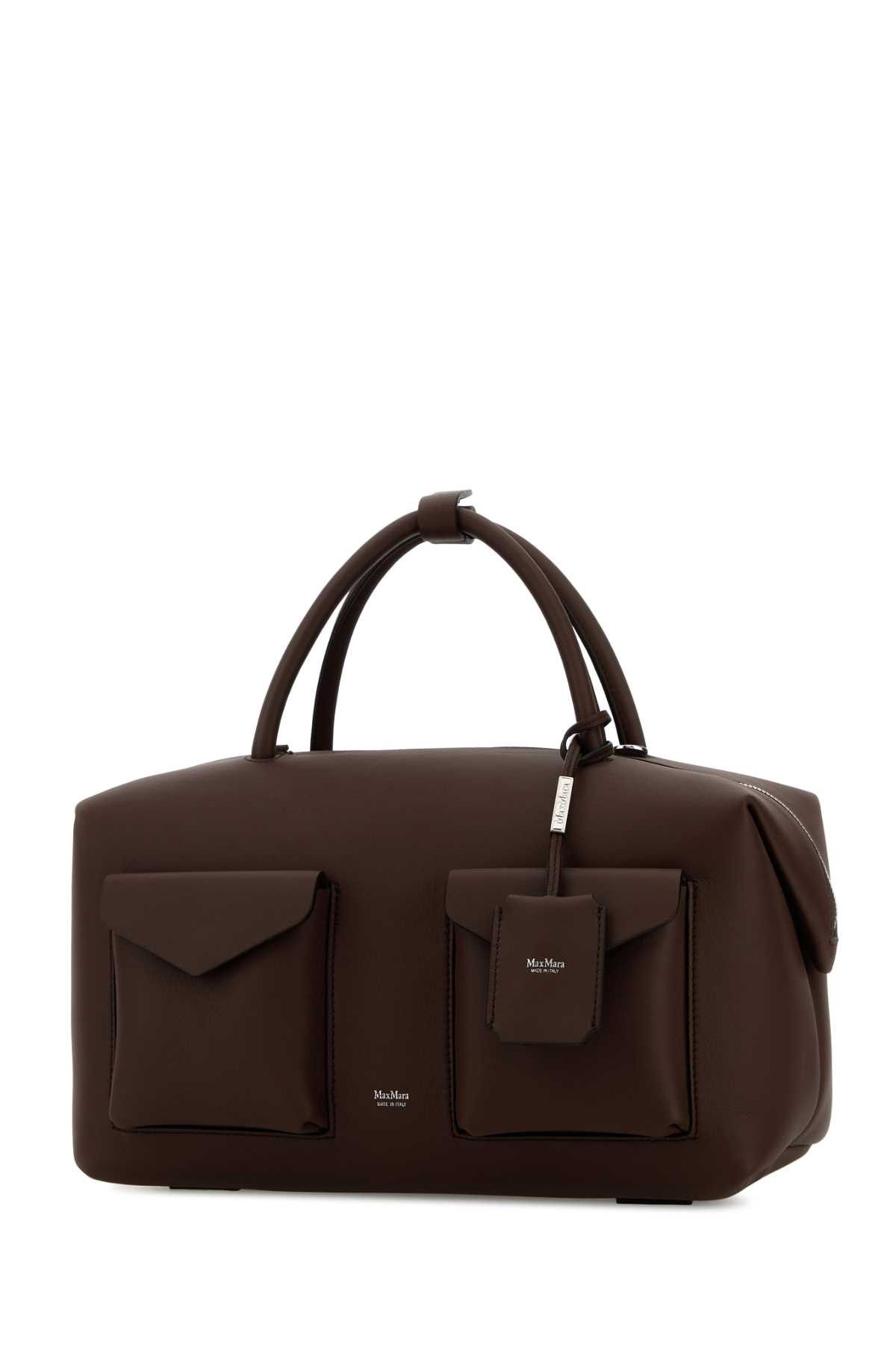 Max Mara Chocolate Leather Holdall Cargo Handbag Size ONE SIZE - 2 Thumbnail