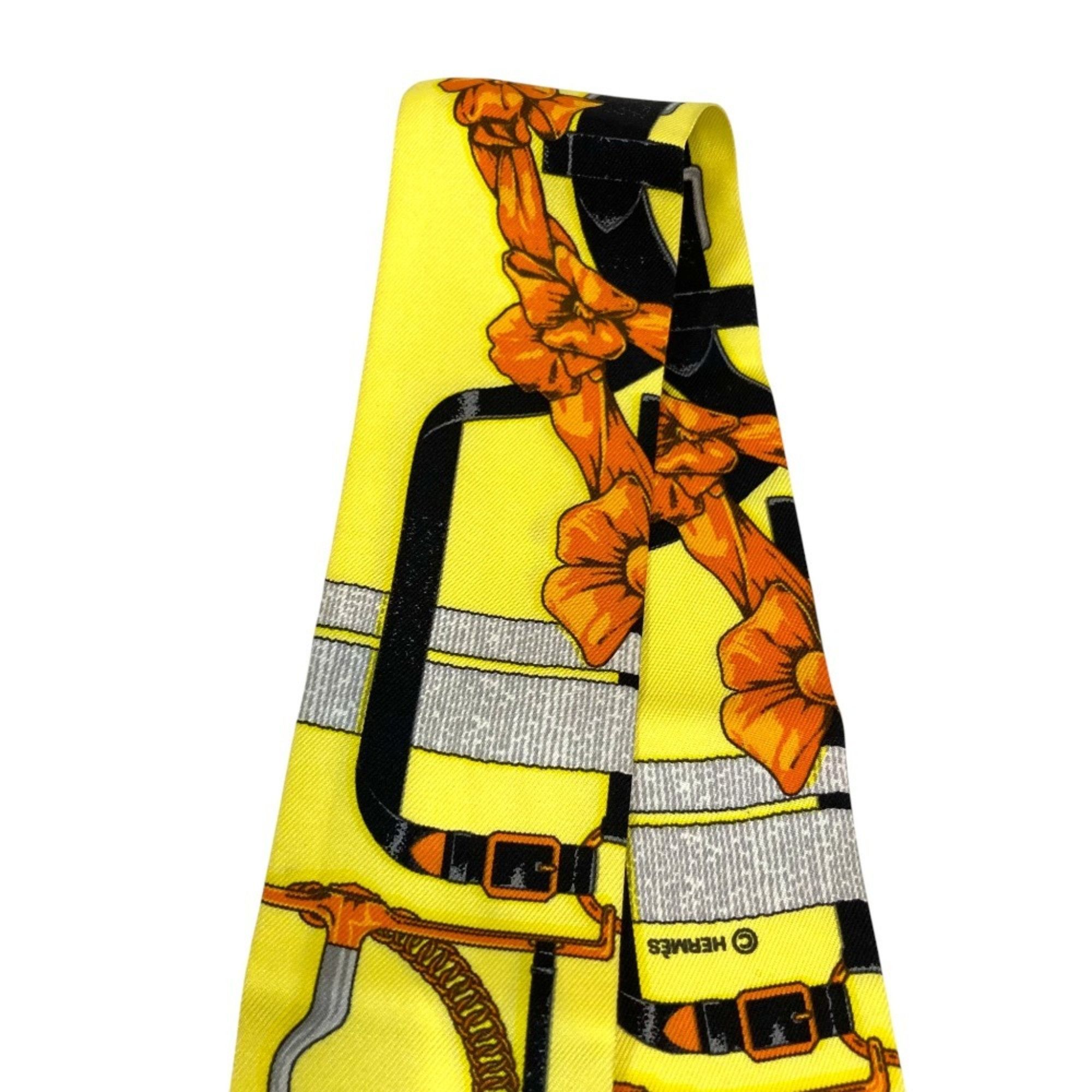 Hermes HERMES Grand Manège Detail Twilly Silk Scarf Yellow Women's Size ONE SIZE - 4 Thumbnail
