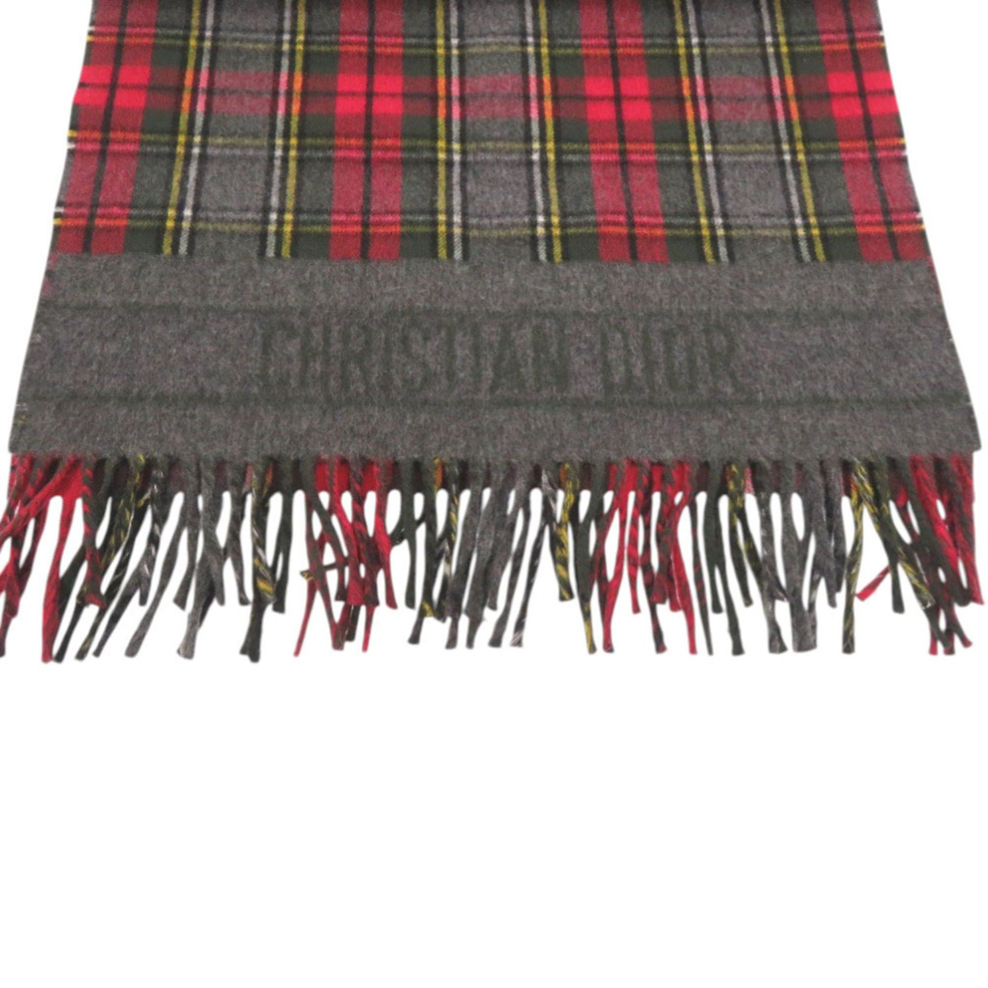 Dior Like new Christian Dior Check 95TAR202I102 Wool Red Large Scarf/Stole 1788 Size ONE SIZE - 4 Thumbnail