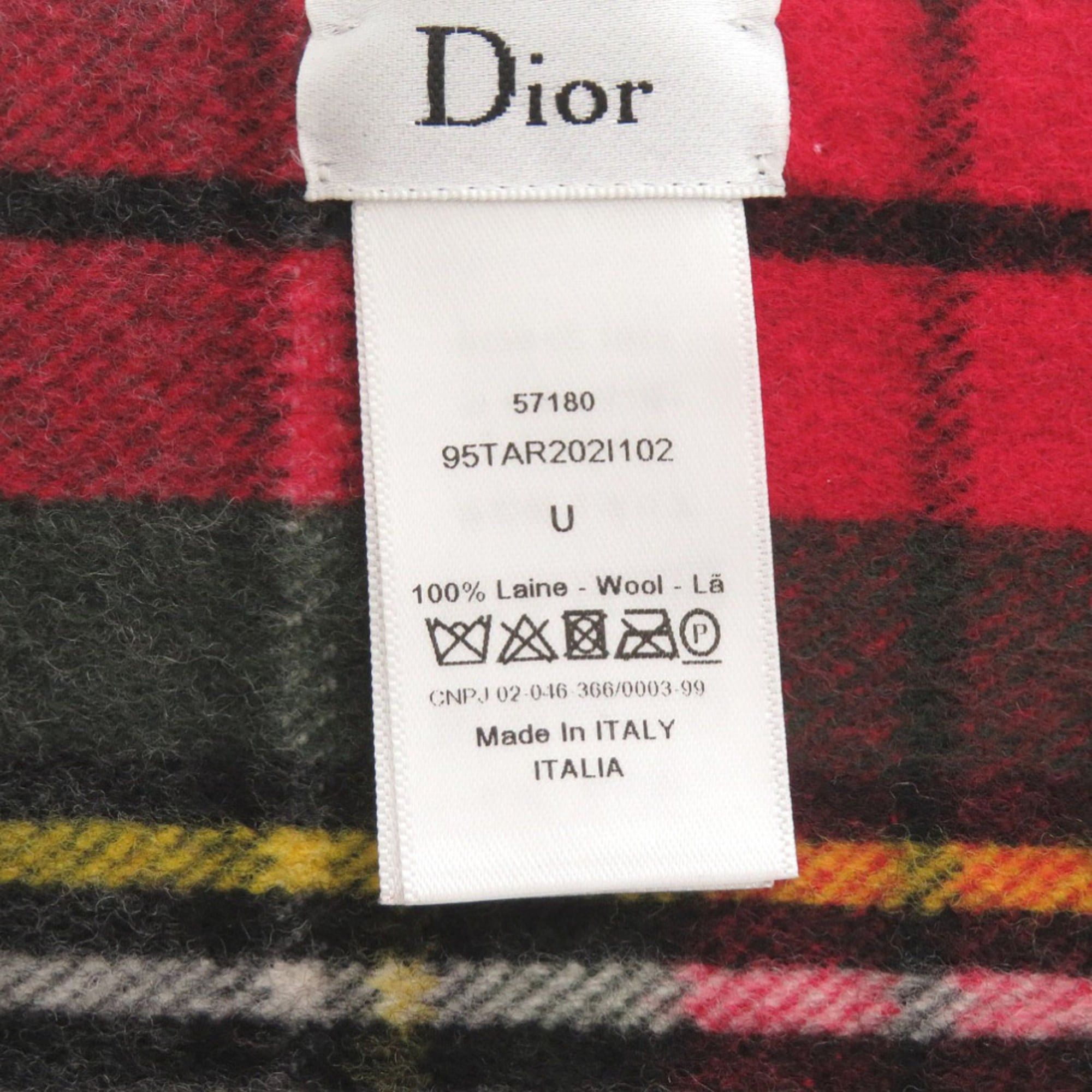 Dior Like new Christian Dior Check 95TAR202I102 Wool Red Large Scarf/Stole 1788 Size ONE SIZE - 5 Thumbnail
