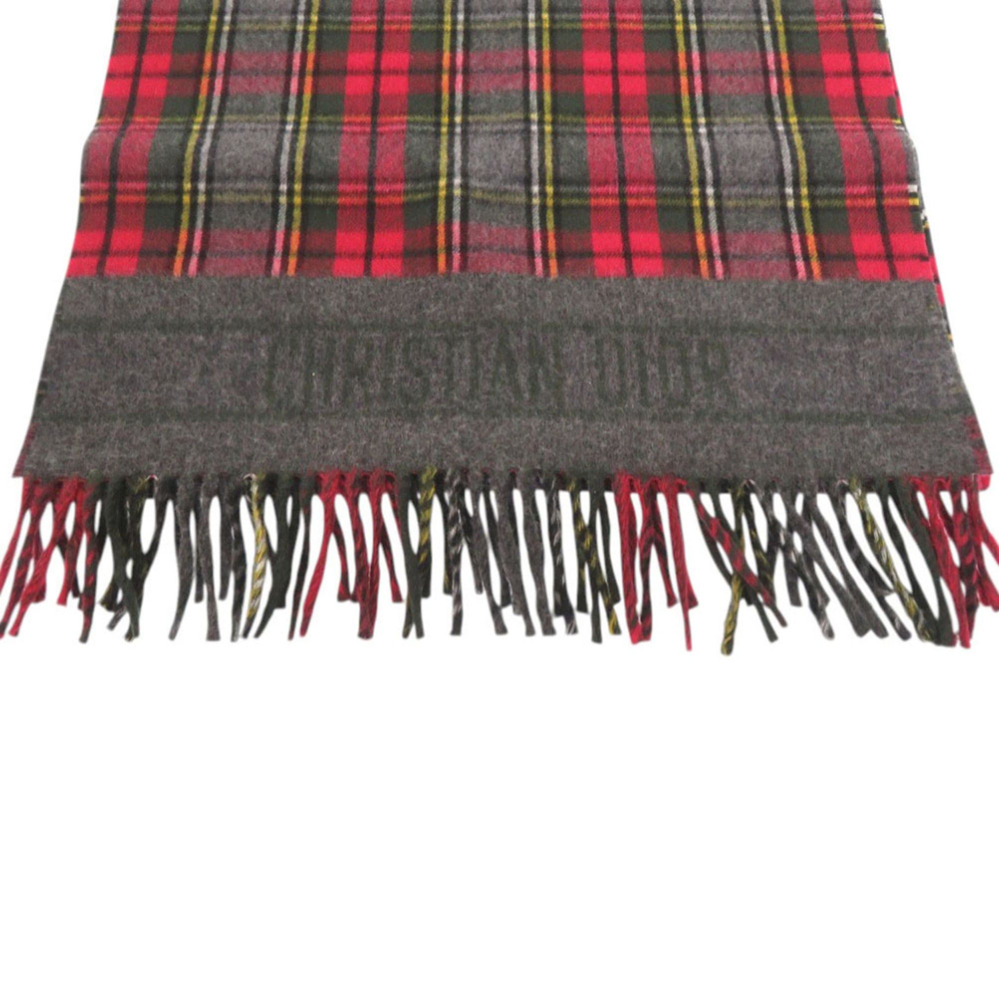 Dior Like new Christian Dior Check 95TAR202I102 Wool Red Large Scarf/Stole 1788 Size ONE SIZE - 3 Thumbnail