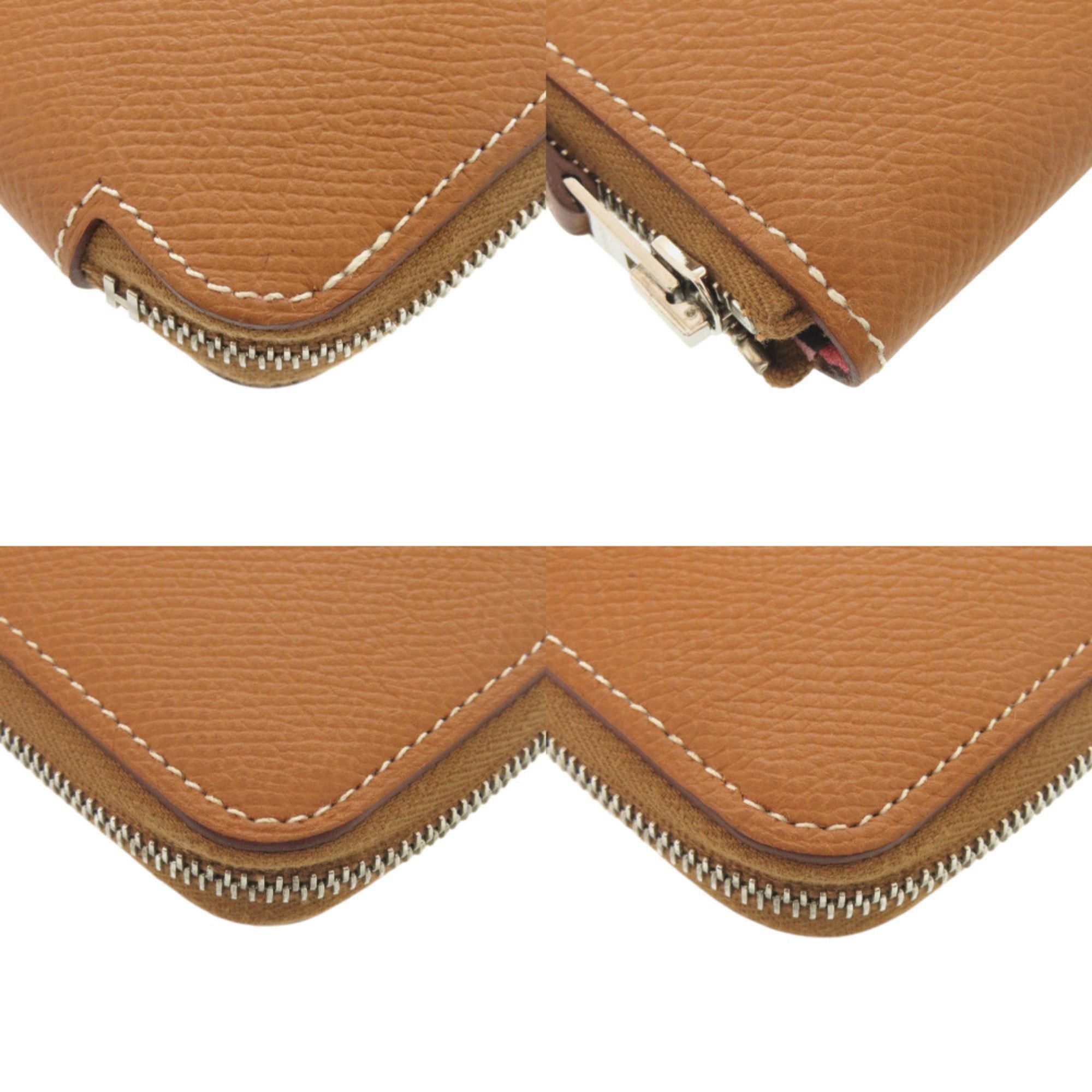 Hermes Hermes Excellent condition Hermès Azap Silkin Compact Mini, Epsom leather, gold with silver hardware, C stamp (2018), brown, 1560 Size ONE SIZE - 3 Thumbnail