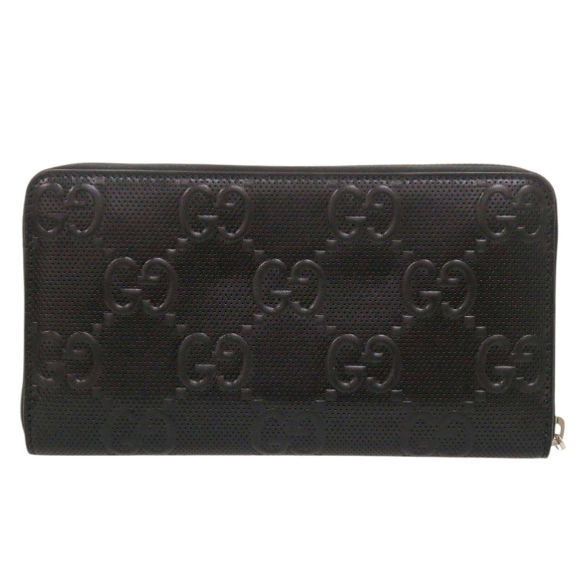 Gucci Like new Gucci Zip Around Organizer 625563 GG embossed leather black long wallet 0040 Size ONE SIZE - 3 Thumbnail