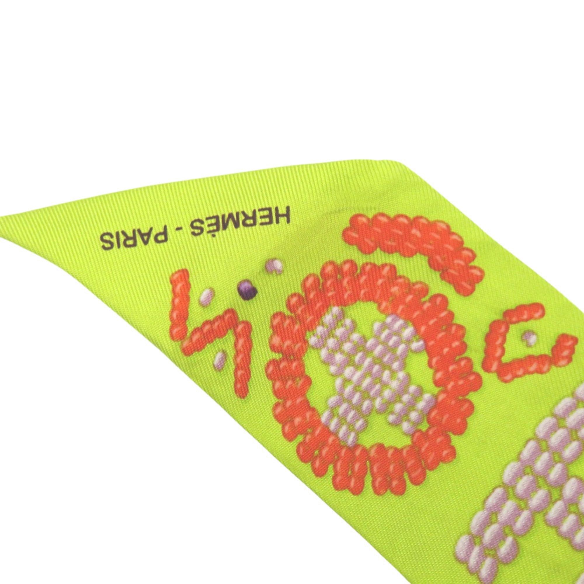 Hermes Hermes Hermès Twilly Kelly En Perle H Logo Silk Scarf Muffler in Yellow, Purple, and Orange (0333) Size ONE SIZE - 5 Thumbnail