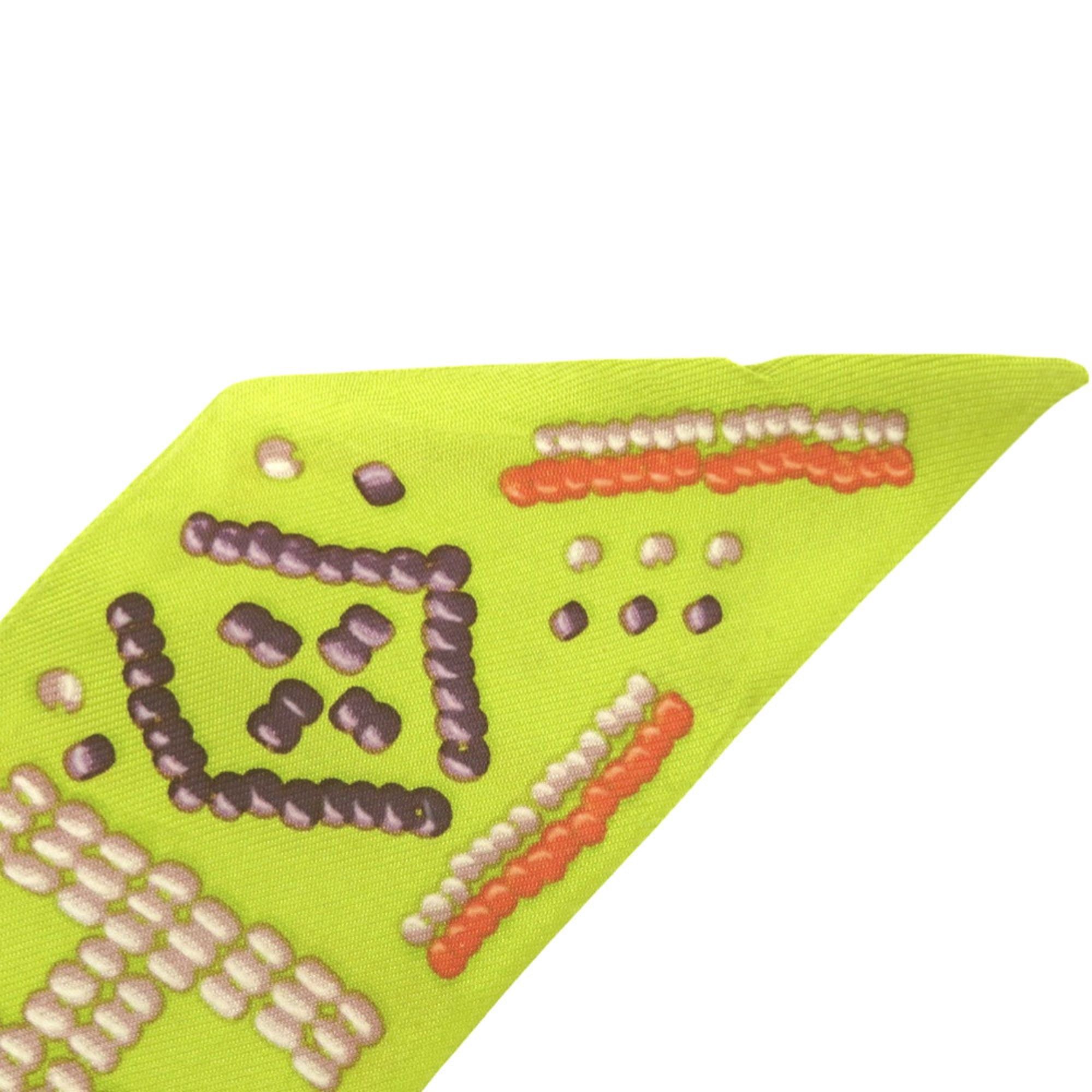 Hermes Hermes Hermès Twilly Kelly En Perle H Logo Silk Scarf Muffler in Yellow, Purple, and Orange (0333) Size ONE SIZE - 7 Thumbnail