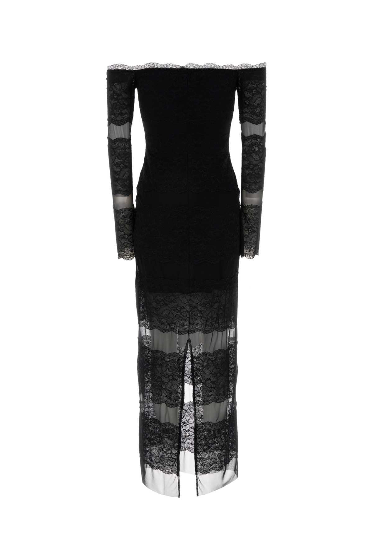Blumarine Black Lace And Mesh Long Dress Size M / US 6-8 / IT 42-44 - 2 Thumbnail