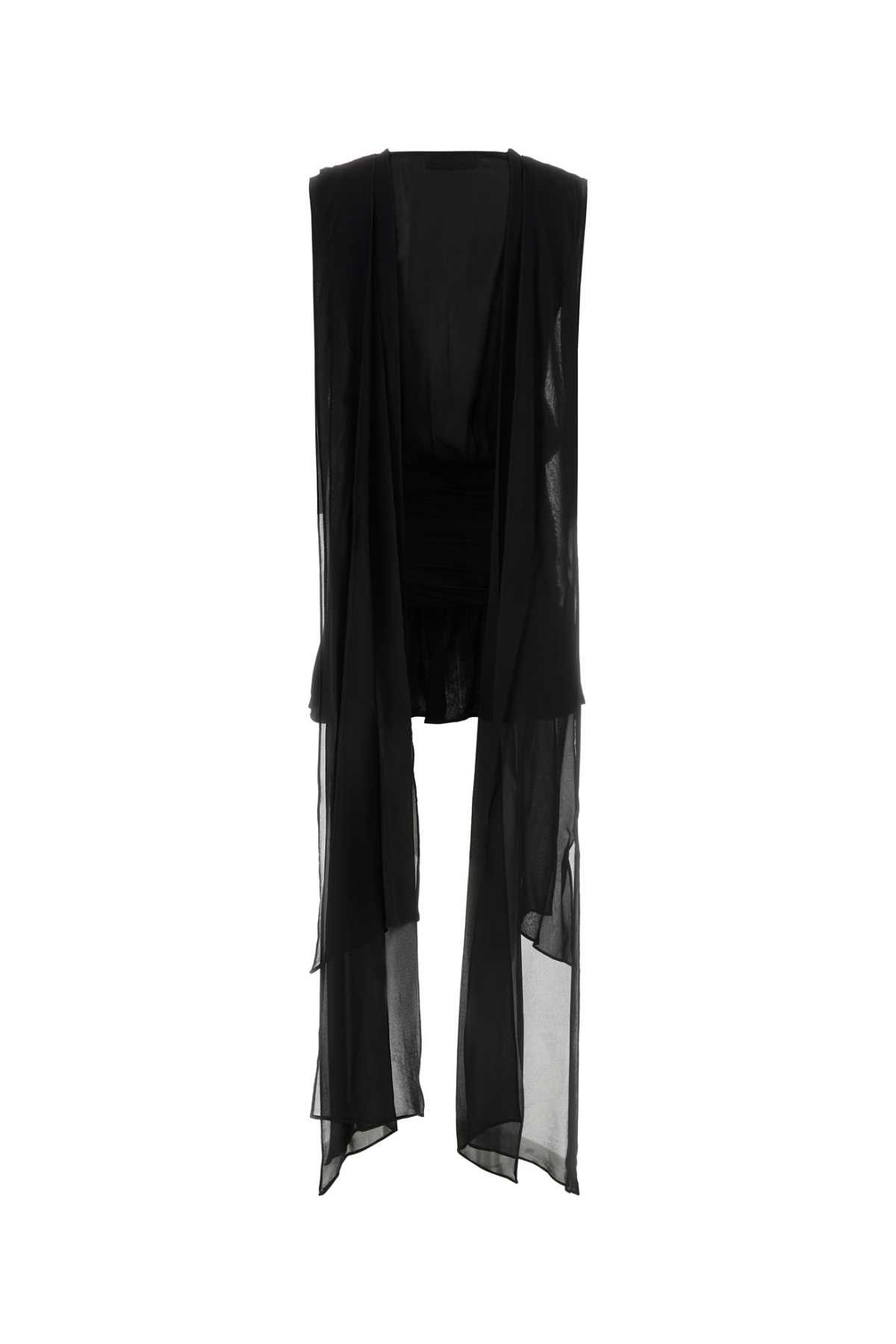 Blumarine Black Georgette Mini Dress Size S / US 4 / IT 40 - 2 Thumbnail