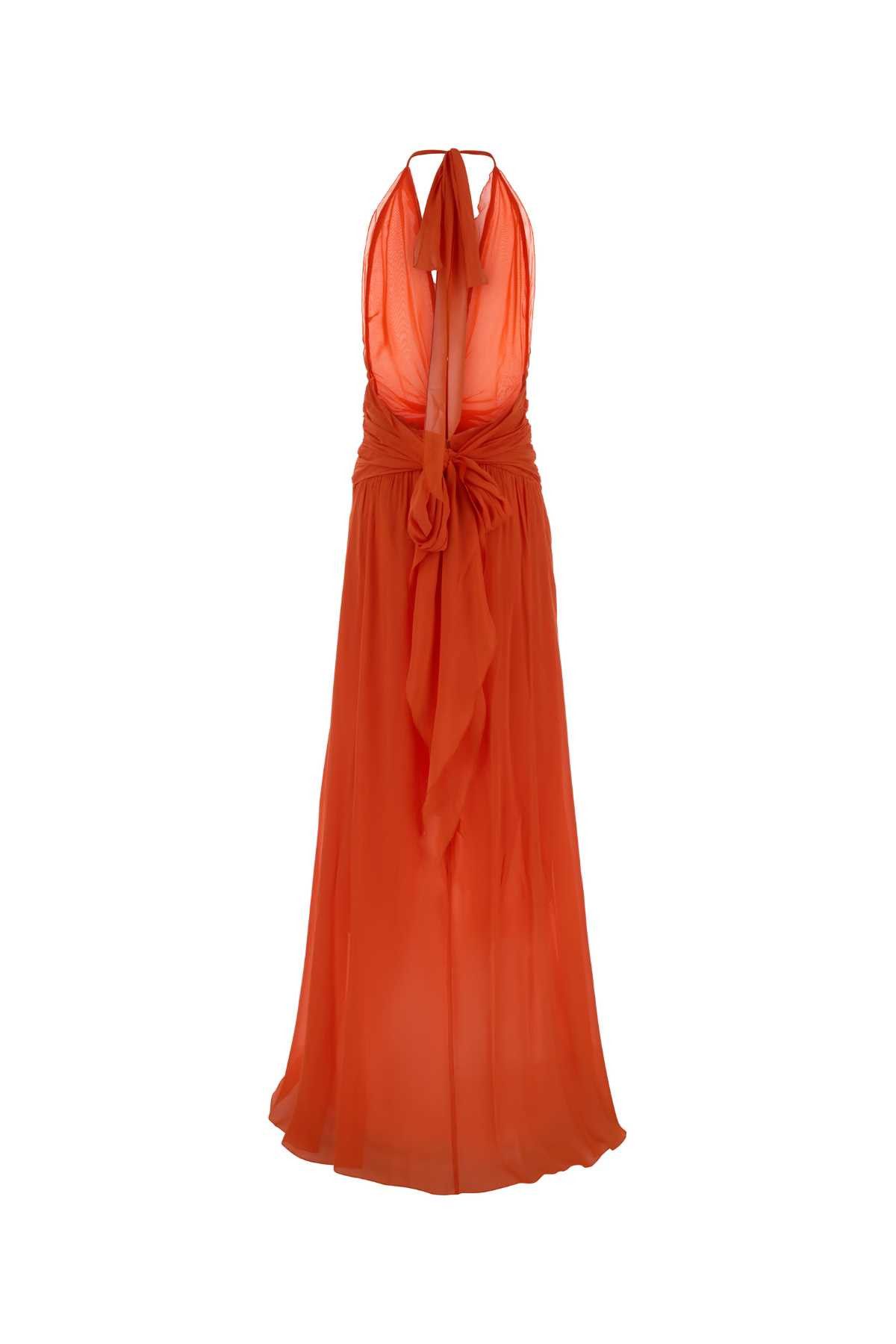 Blumarine Orange Georgette Long Dress Size S / US 4 / IT 40 - 2 Thumbnail