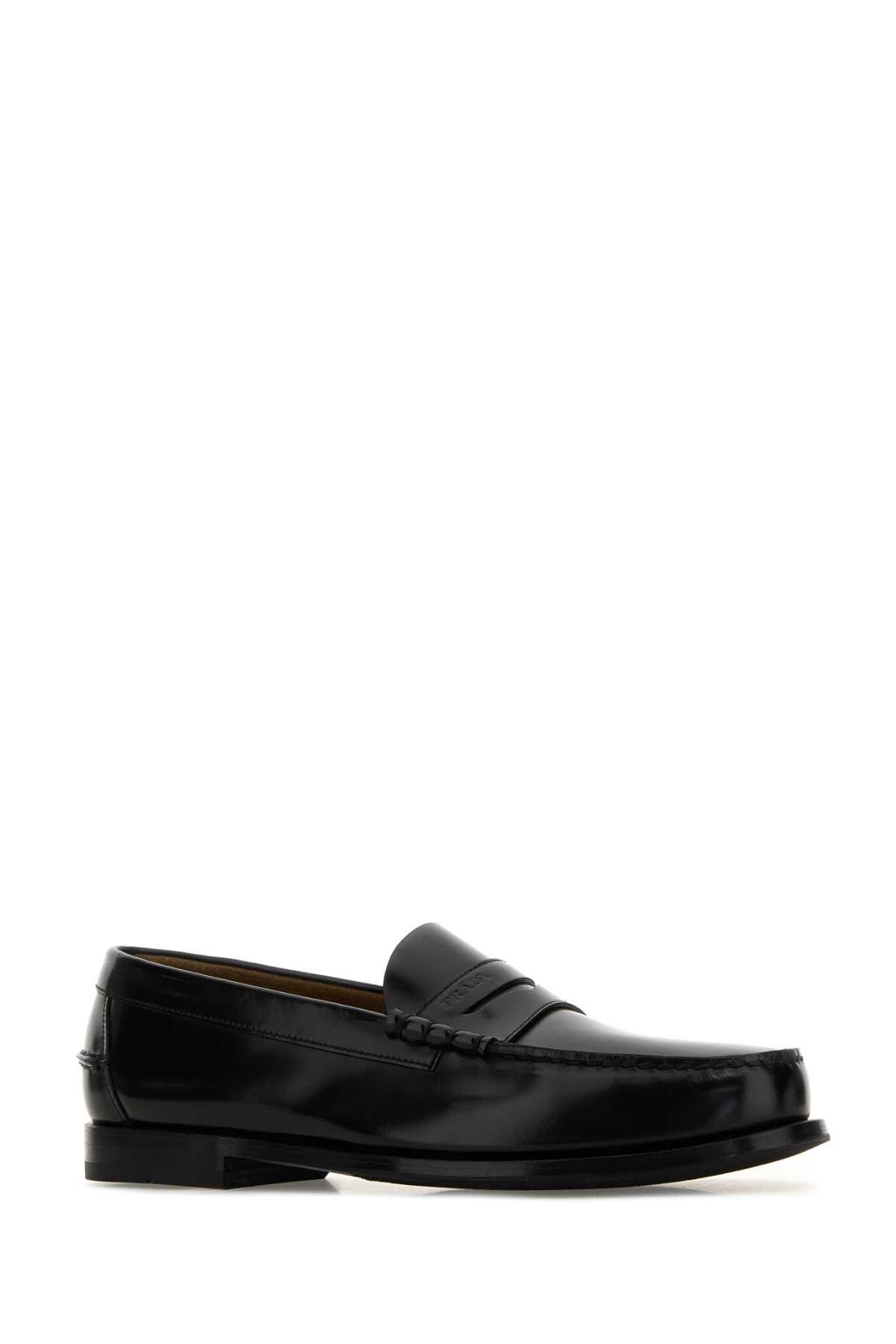 Prada Black Leather Loafers Size US 12 / EU 45 - 2 Thumbnail
