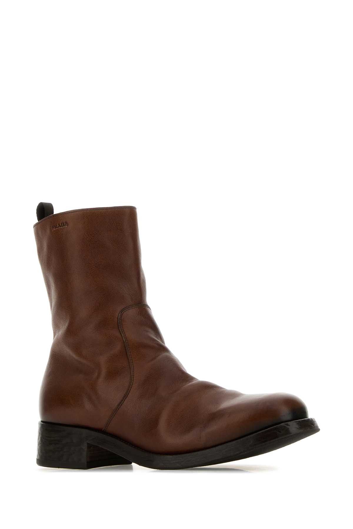 Prada Brown Leather Boots Size US 12 / EU 45 - 2 Thumbnail