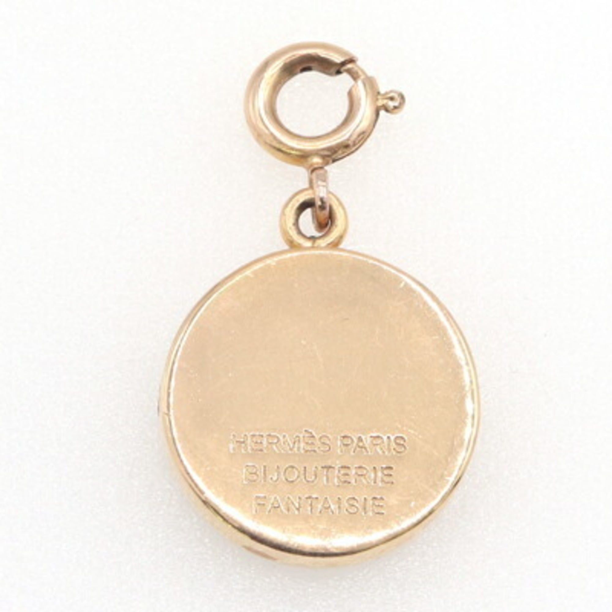 Hermes Hermes pendant top, beige brown metal head necklace charm for women. Size ONE SIZE - 2 Thumbnail
