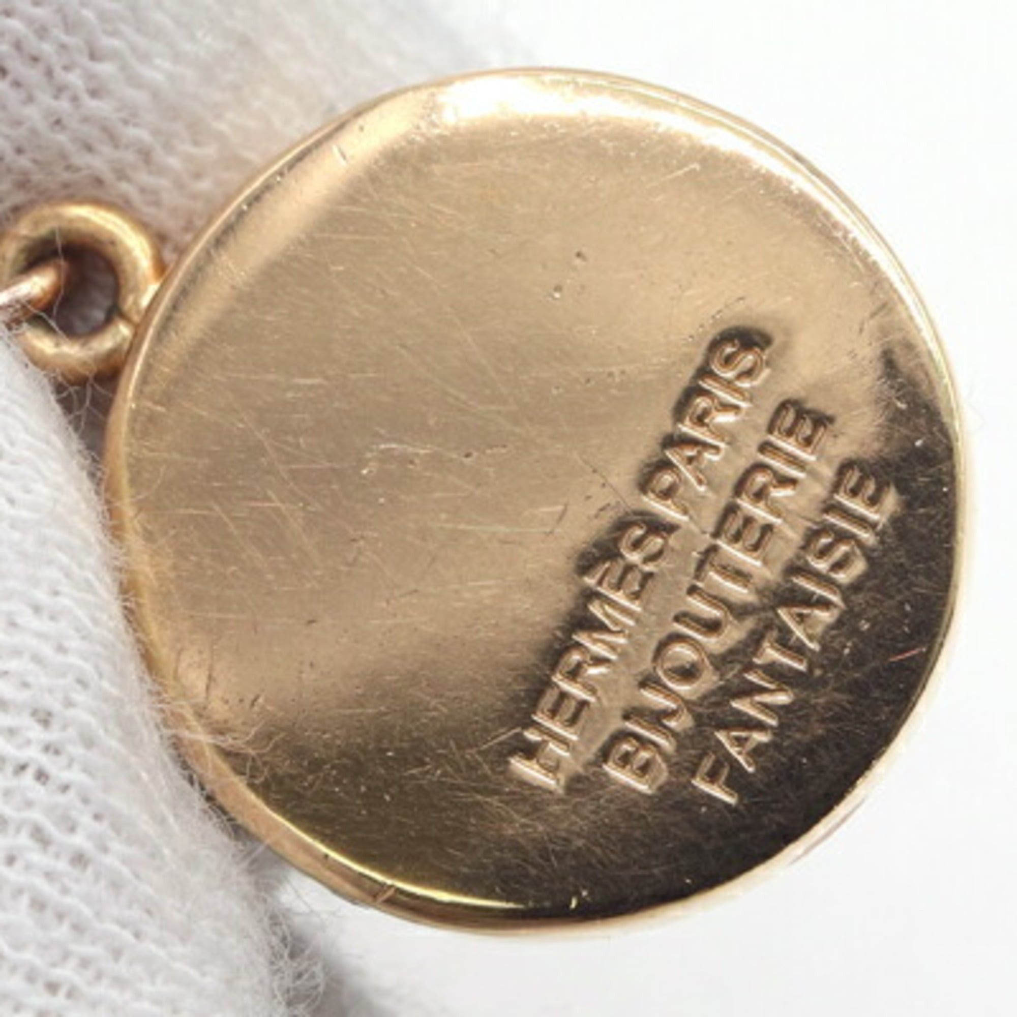 Hermes Hermes pendant top, beige brown metal head necklace charm for women. Size ONE SIZE - 5 Thumbnail