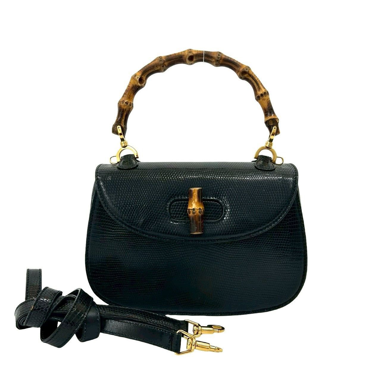 Gucci Gucci Gucci Bamboo Lizard Leather 2way Handbag Leather Shoulder Bag DUTY FREE for USA Size ONE SIZE - 2 Thumbnail