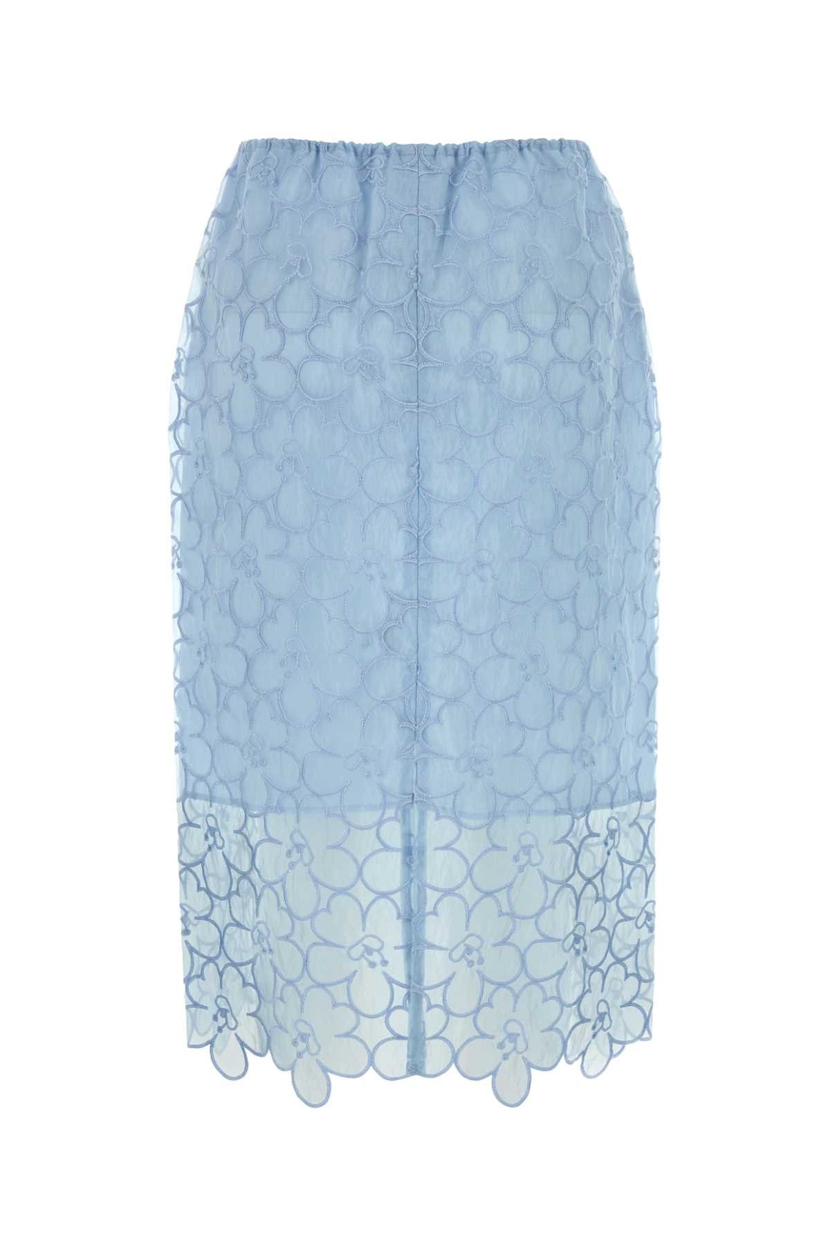 Cecilie Bahnsen Light Blue Cotton Blend Bria Skirt Size 28" / US 6 / IT 42 - 2 Thumbnail