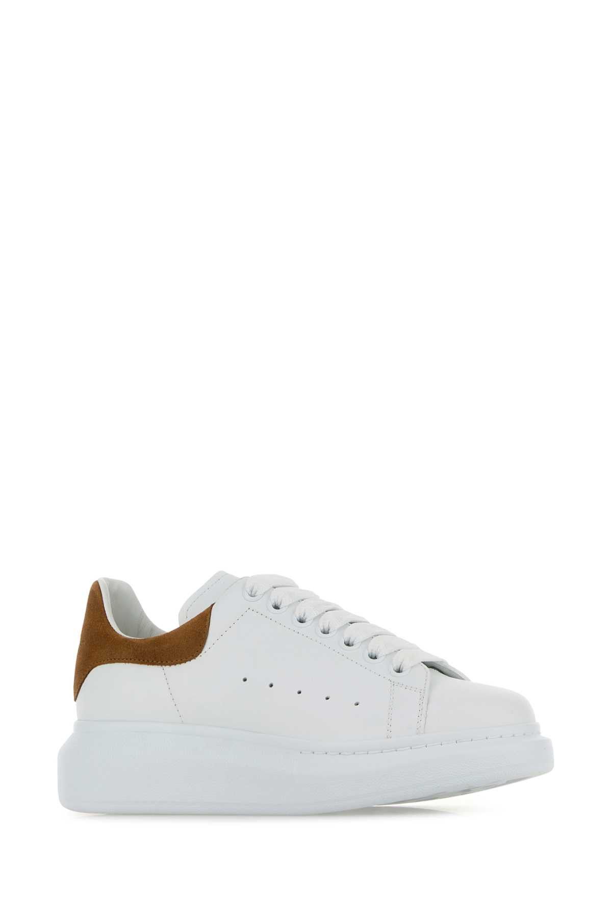 Alexander McQueen White Leather Sneakers With Camel Suede Heel Size US 9 / IT 39 - 2 Thumbnail