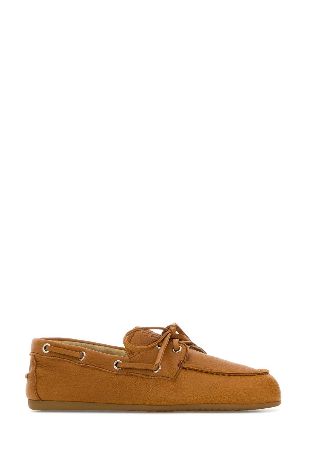 Miu Miu Orange Leather Loafers Size US 7.5 / IT 37.5 - 2 Thumbnail