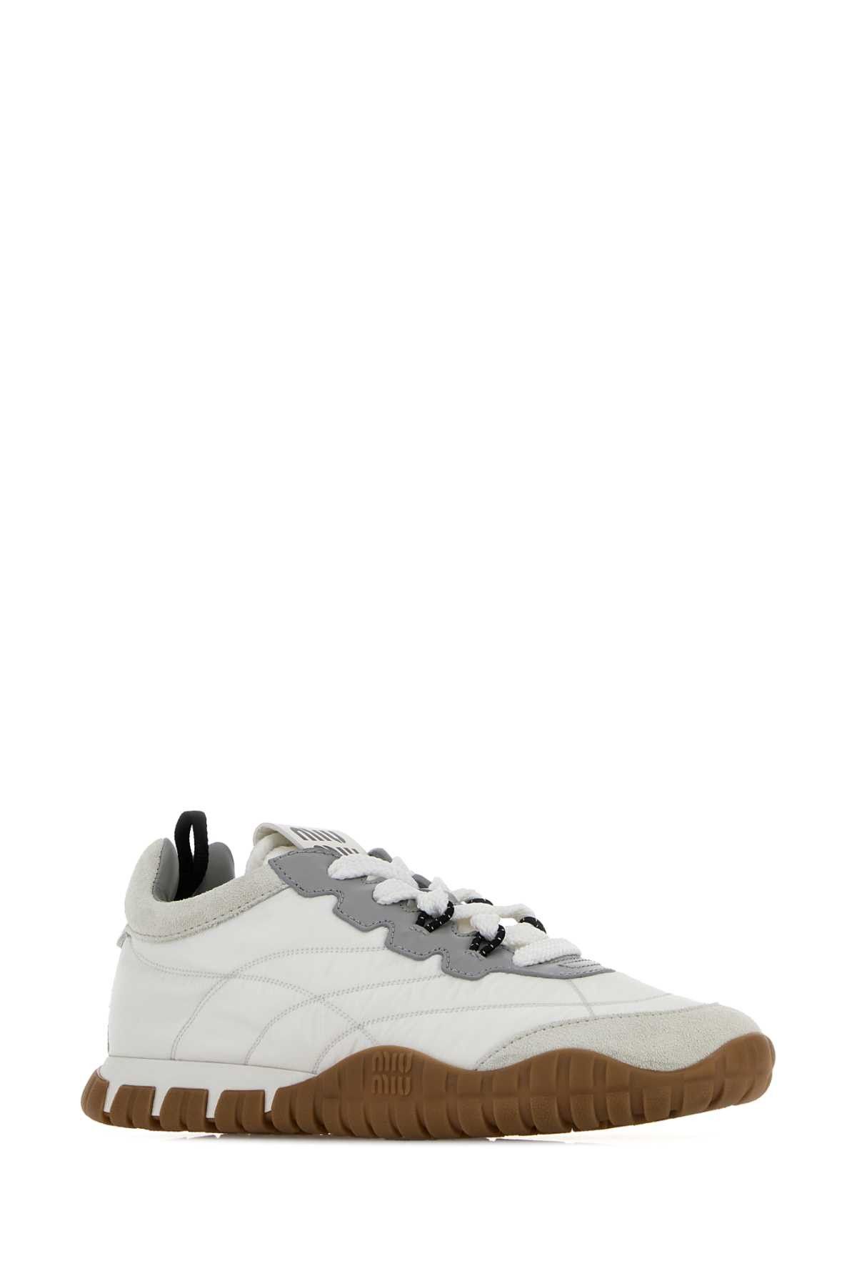 Miu Miu White Re-Nylon And Suede Sneakers Size US 11 / IT 41 - 2 Thumbnail