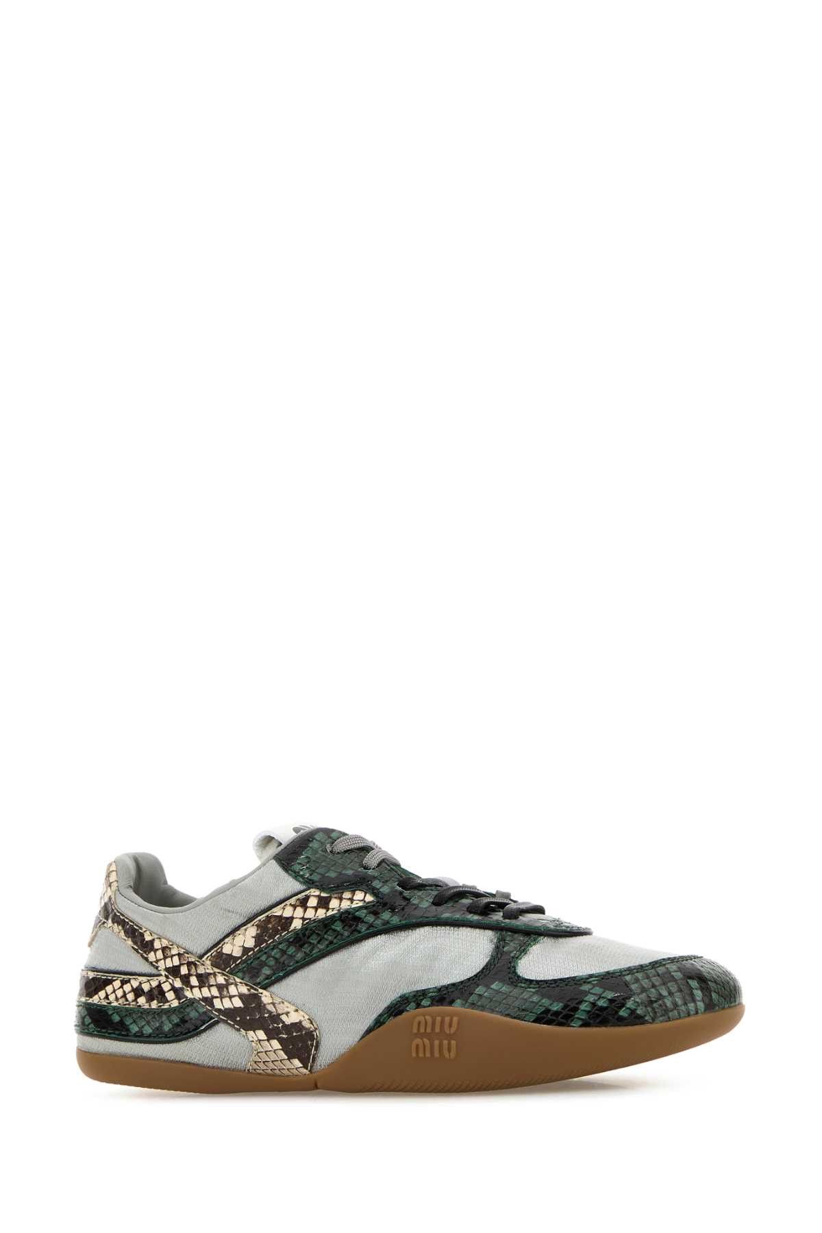Miu Miu Multicolor Fabric And Leather Sneakers Size US 6.5 / IT 36.5 - 2 Thumbnail
