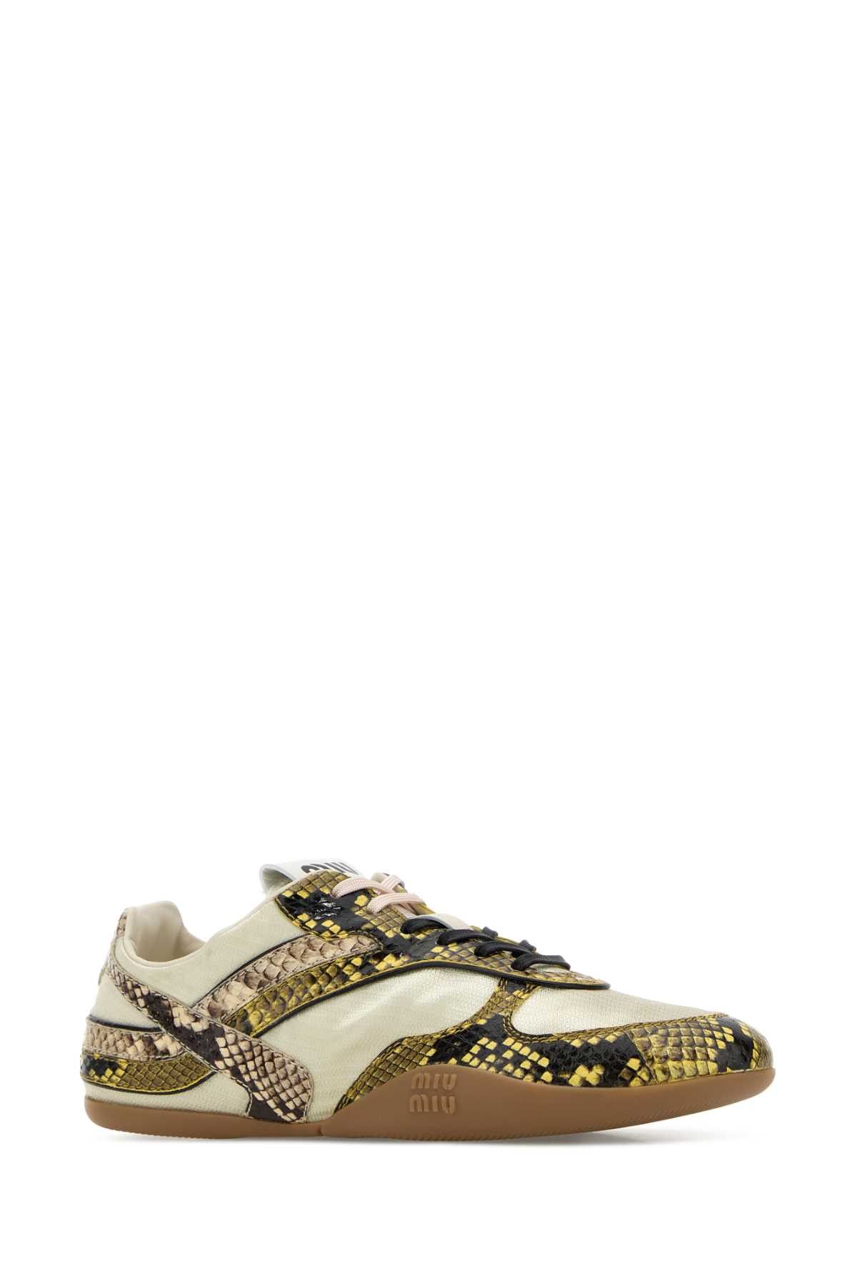 Miu Miu Multicolor Fabric And Leather Sneakers Size US 8.5 / IT 38.5 - 2 Thumbnail