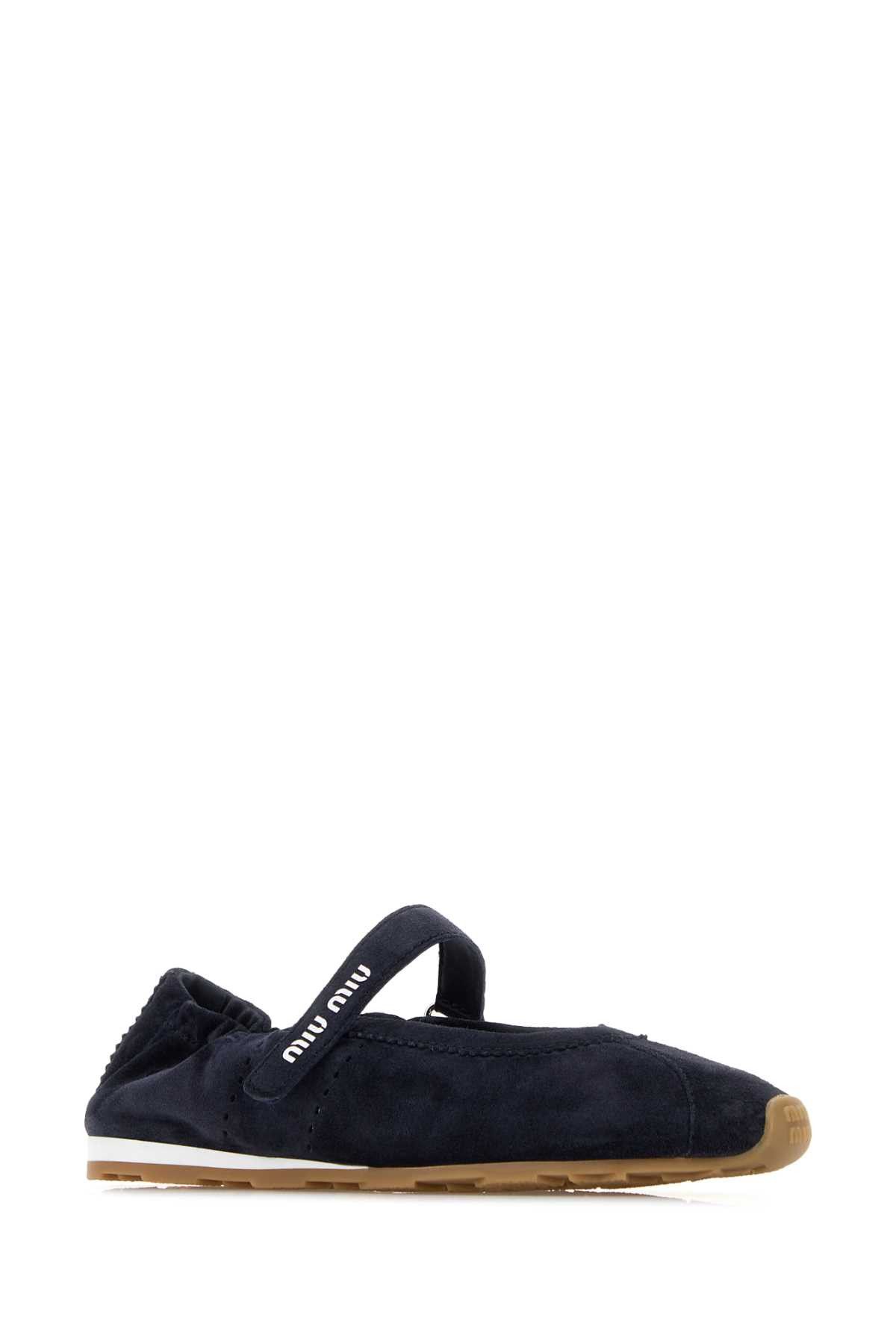 Miu Miu Midnight Blue Suede Ballerinas Size US 6 / IT 36 - 2 Thumbnail