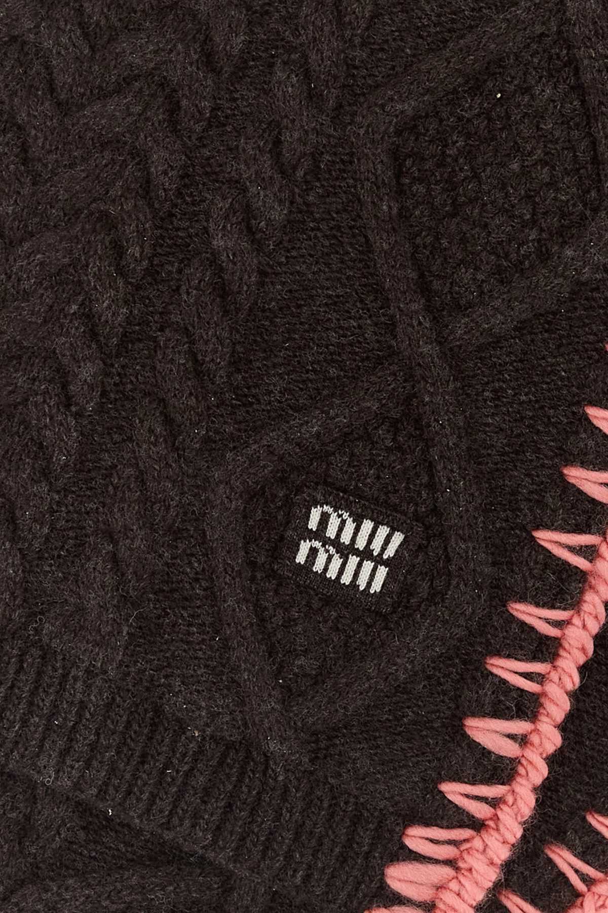 Miu Miu Dark Brown Wool Blend Scarf Size ONE SIZE - 2 Thumbnail