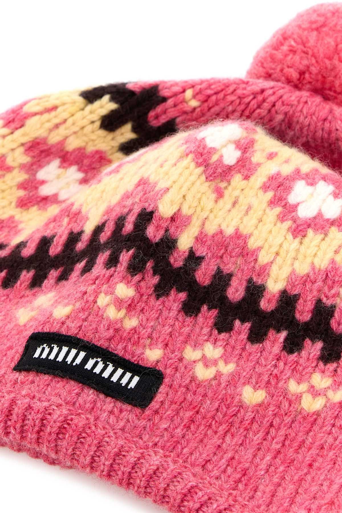 Miu Miu Embroidered Wool Beanie Hat Size ONE SIZE - 2 Thumbnail