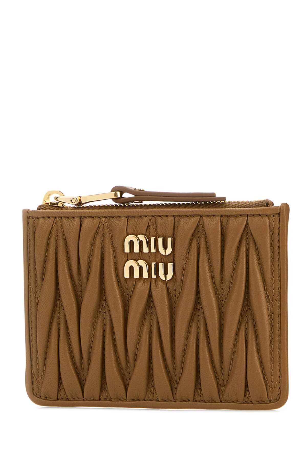 Miu Miu Caramel Nappa Leather Card Holder Size ONE SIZE - 2 Thumbnail