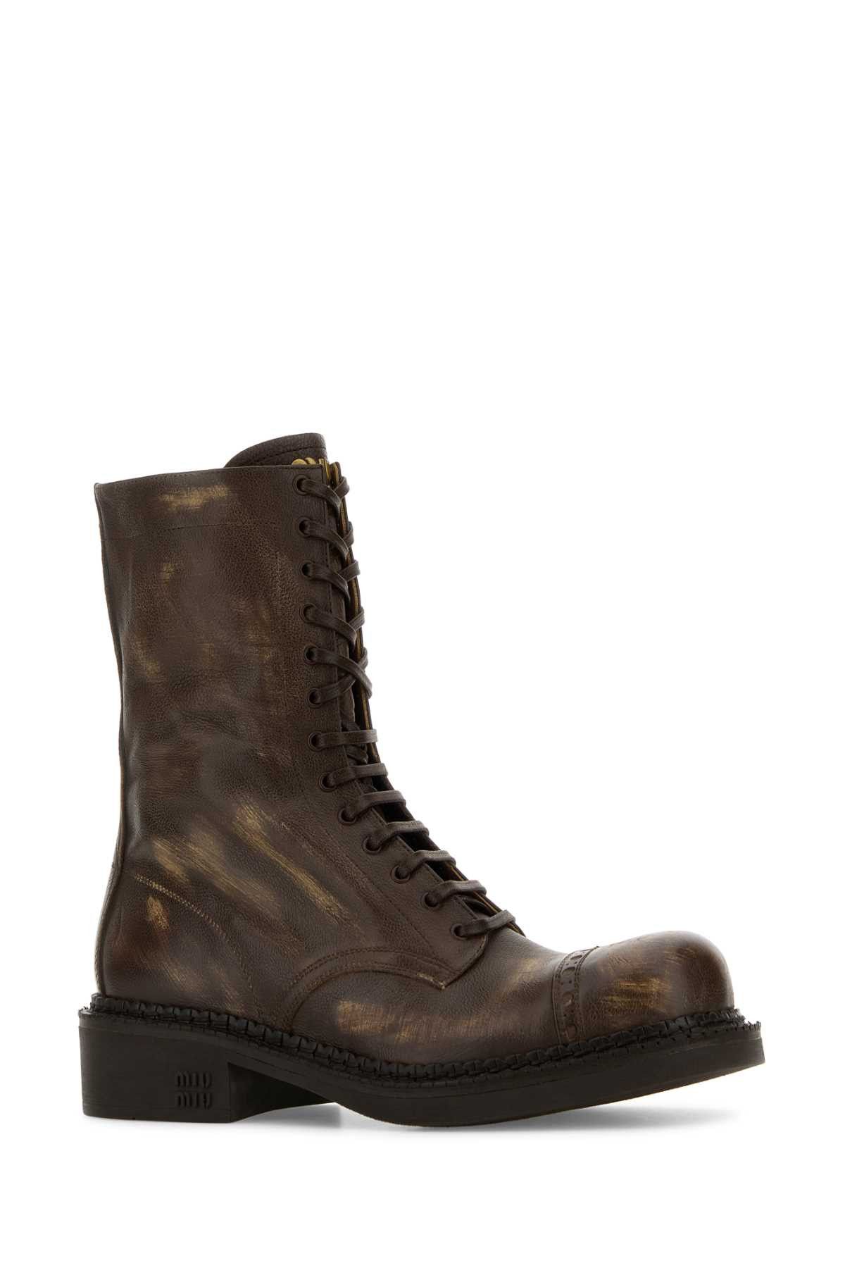 Miu Miu Brown Leather Ankle Boots Size US 7 / IT 37 - 2 Thumbnail